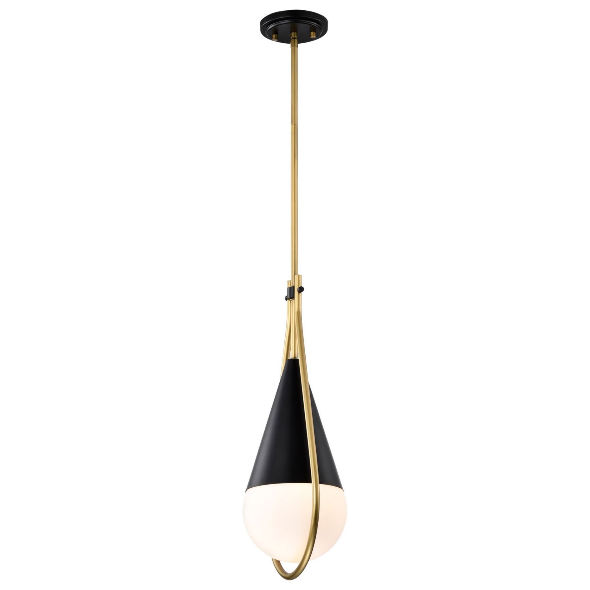 Admiral 7" Pendant, Matte Black and Natural Brass Finish - Bees Lighting