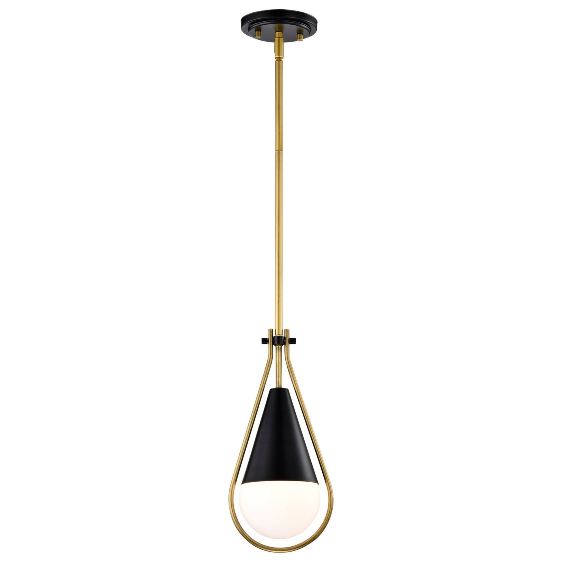 Admiral 10" Pendant, Matte Black and Natural Brass Finish - Bees Lighting