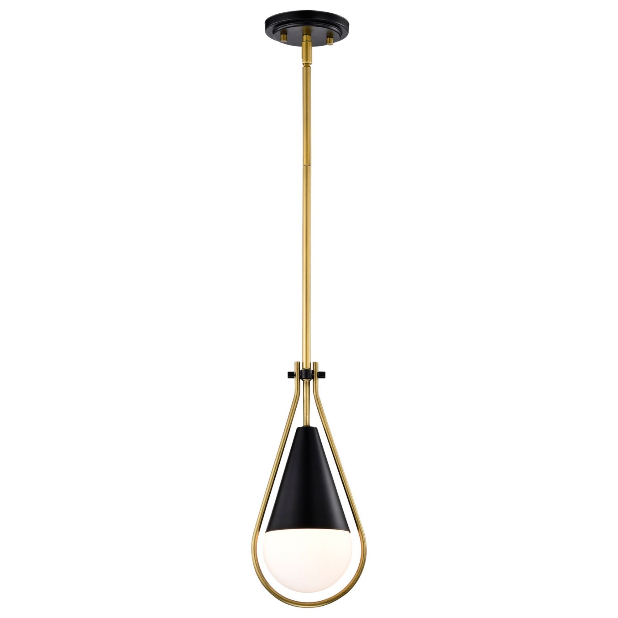 Admiral 10" Pendant, Matte Black and Natural Brass Finish - Bees Lighting