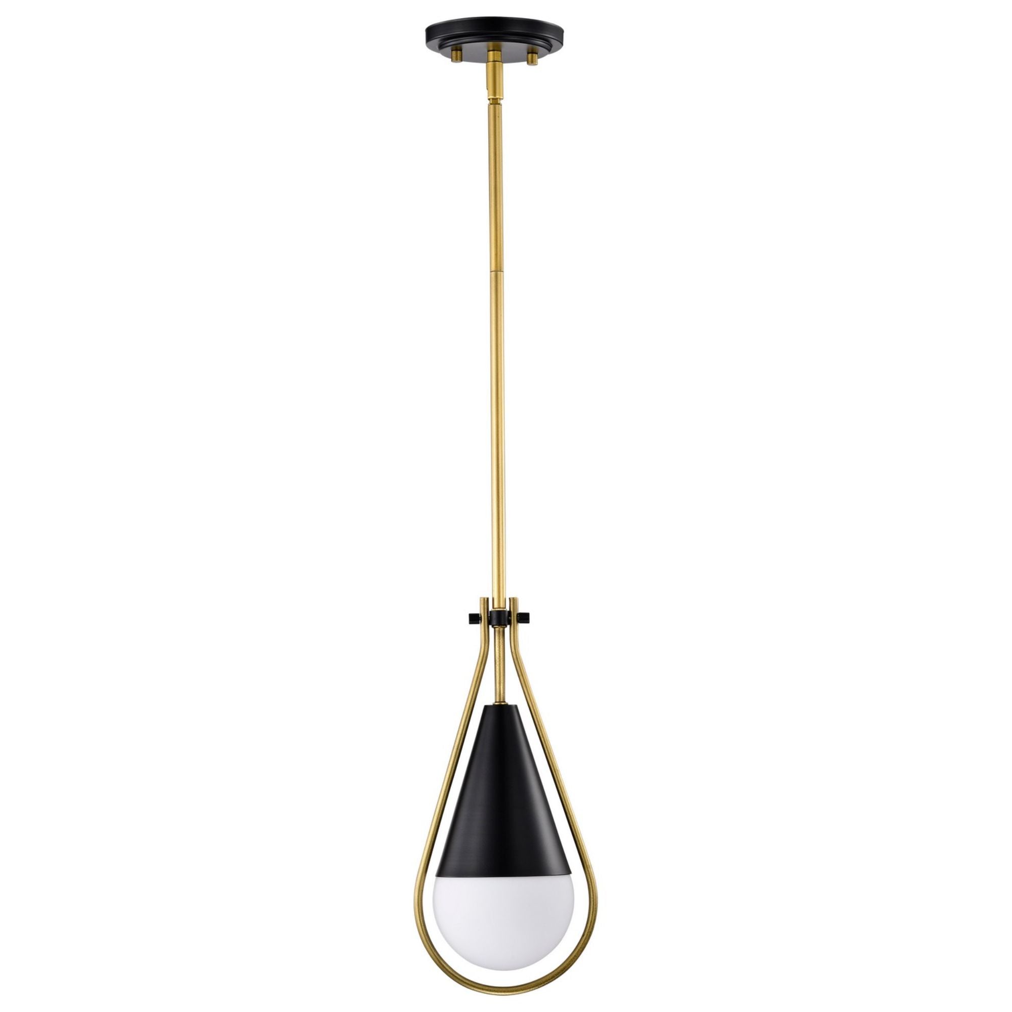 Admiral 10" Pendant, Matte Black and Natural Brass Finish - Bees Lighting
