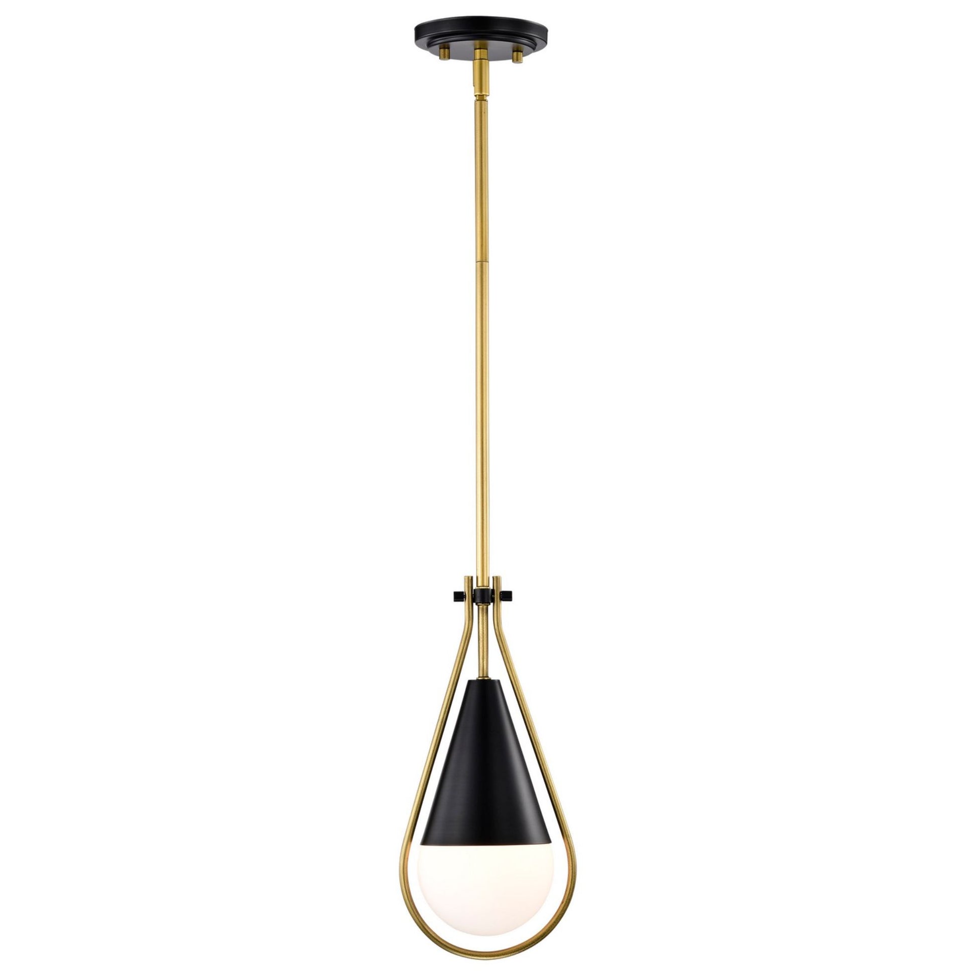 Admiral 10" Pendant, Matte Black and Natural Brass Finish - Bees Lighting