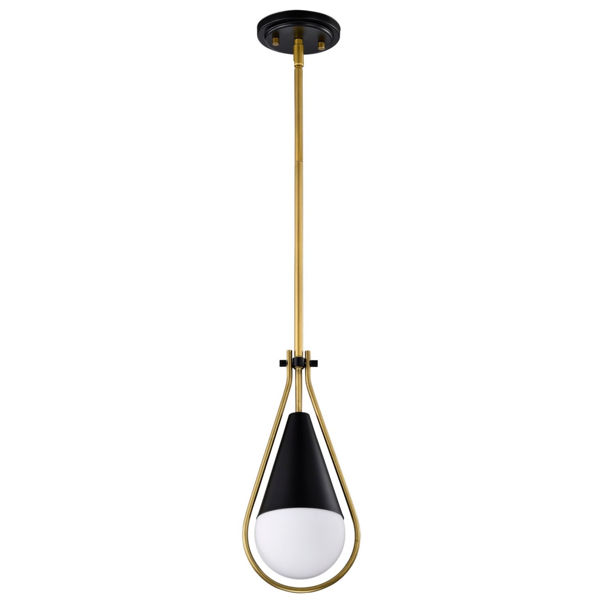 Admiral 10" Pendant, Matte Black and Natural Brass Finish - Bees Lighting