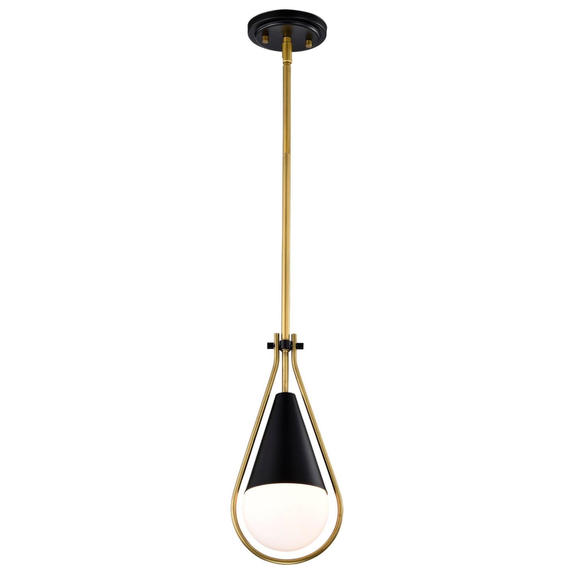Admiral 10" Pendant, Matte Black and Natural Brass Finish - Bees Lighting