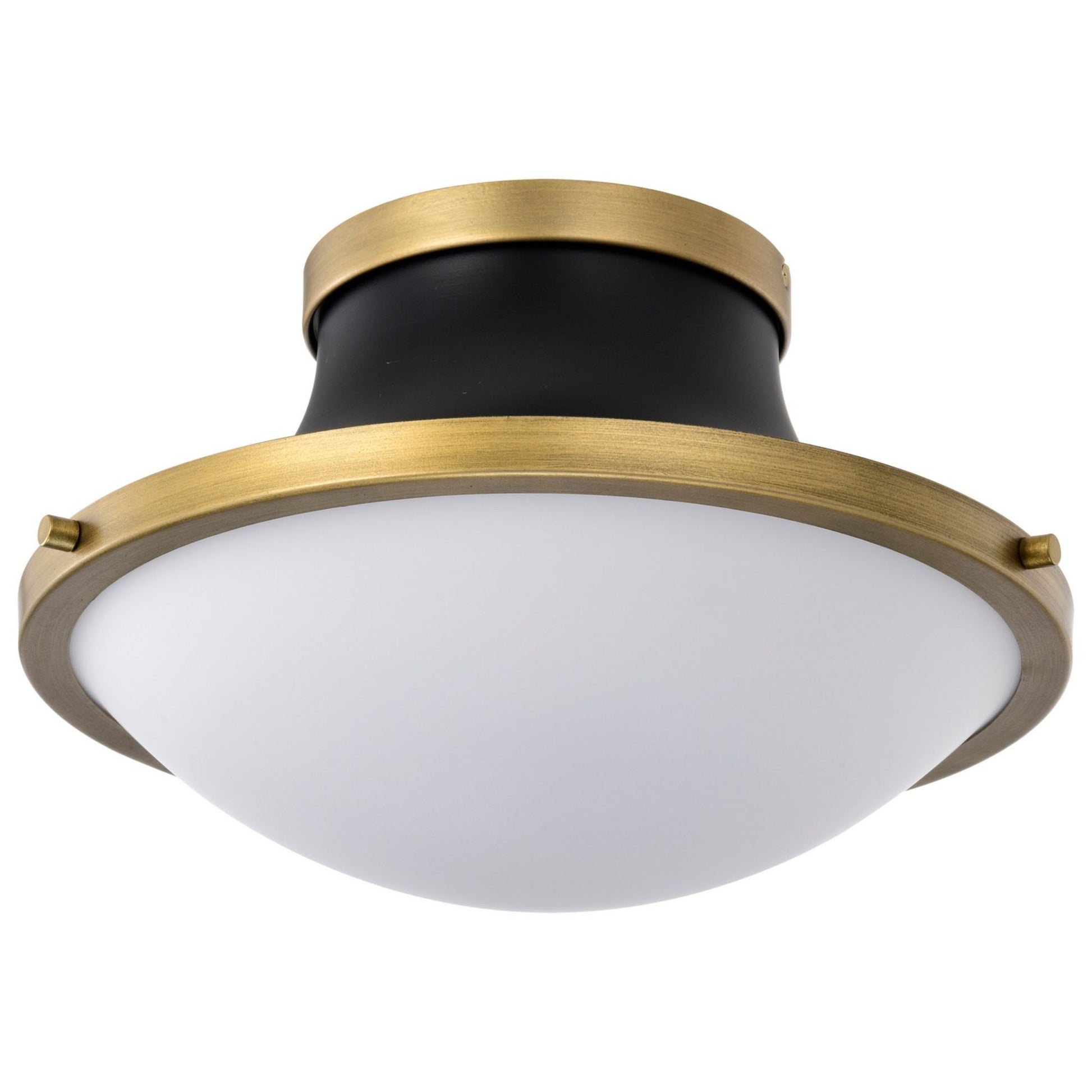 Lafayette 14" Flush Mount, Matte Black / Natural Brass Finish - Bees Lighting