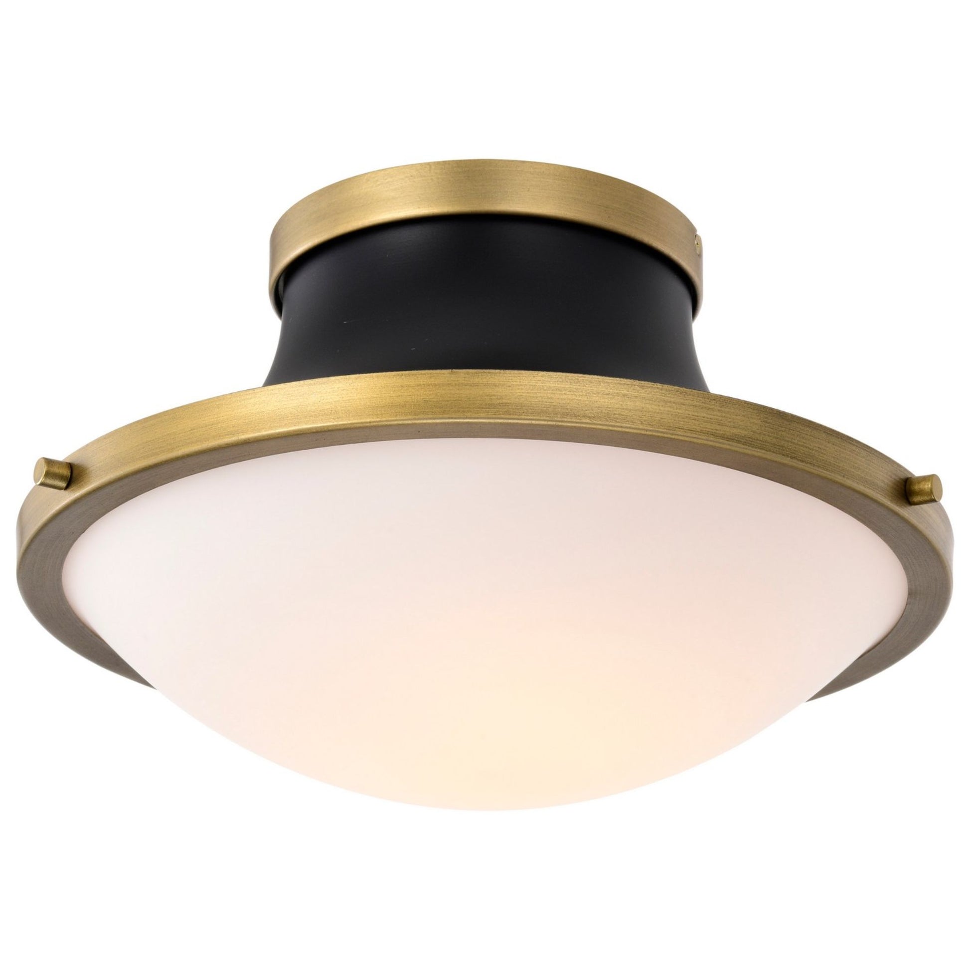 Lafayette 14" Flush Mount, Matte Black / Natural Brass Finish - Bees Lighting