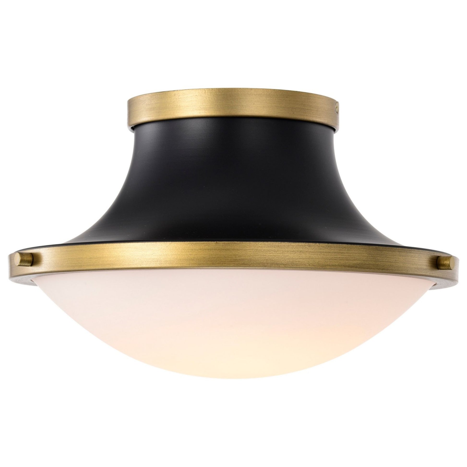 Lafayette 14" Flush Mount, Matte Black / Natural Brass Finish - Bees Lighting