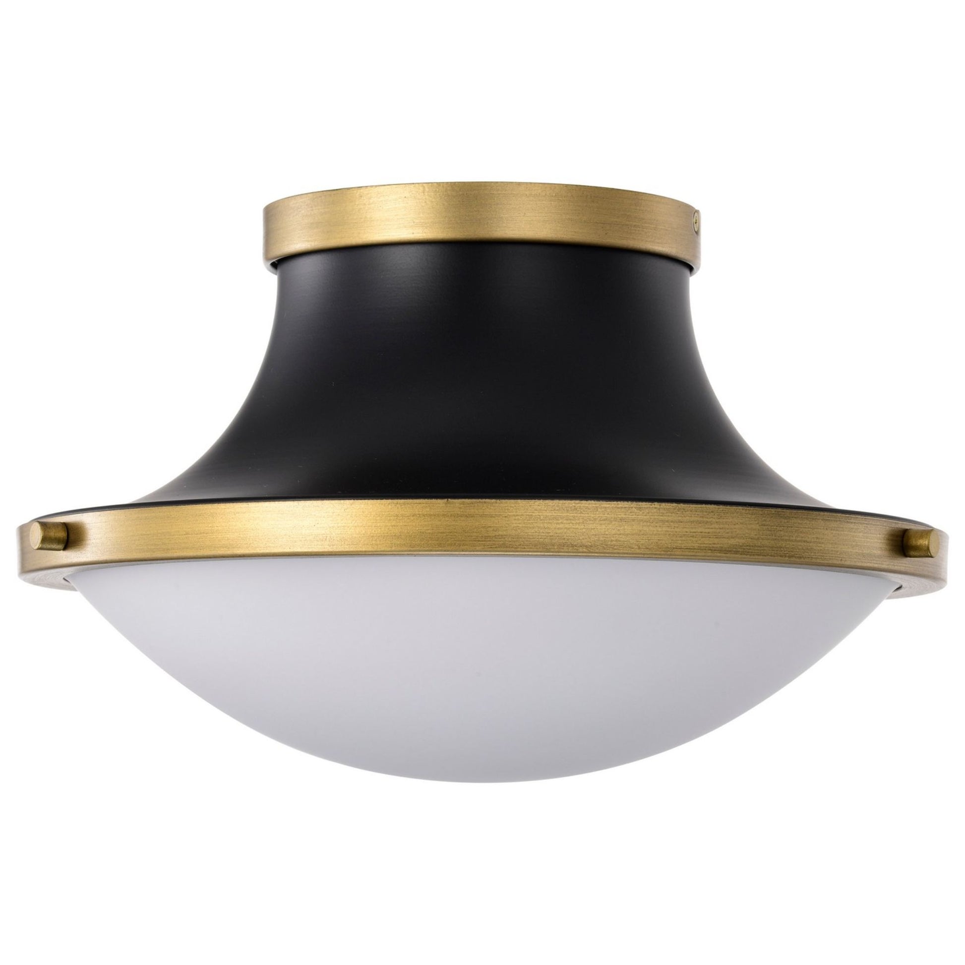 Lafayette 14" Flush Mount, Matte Black / Natural Brass Finish - Bees Lighting