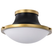 Lafayette Flush Mount Light, Natural Brass Accents, White Opal Glass - Bees Lighting