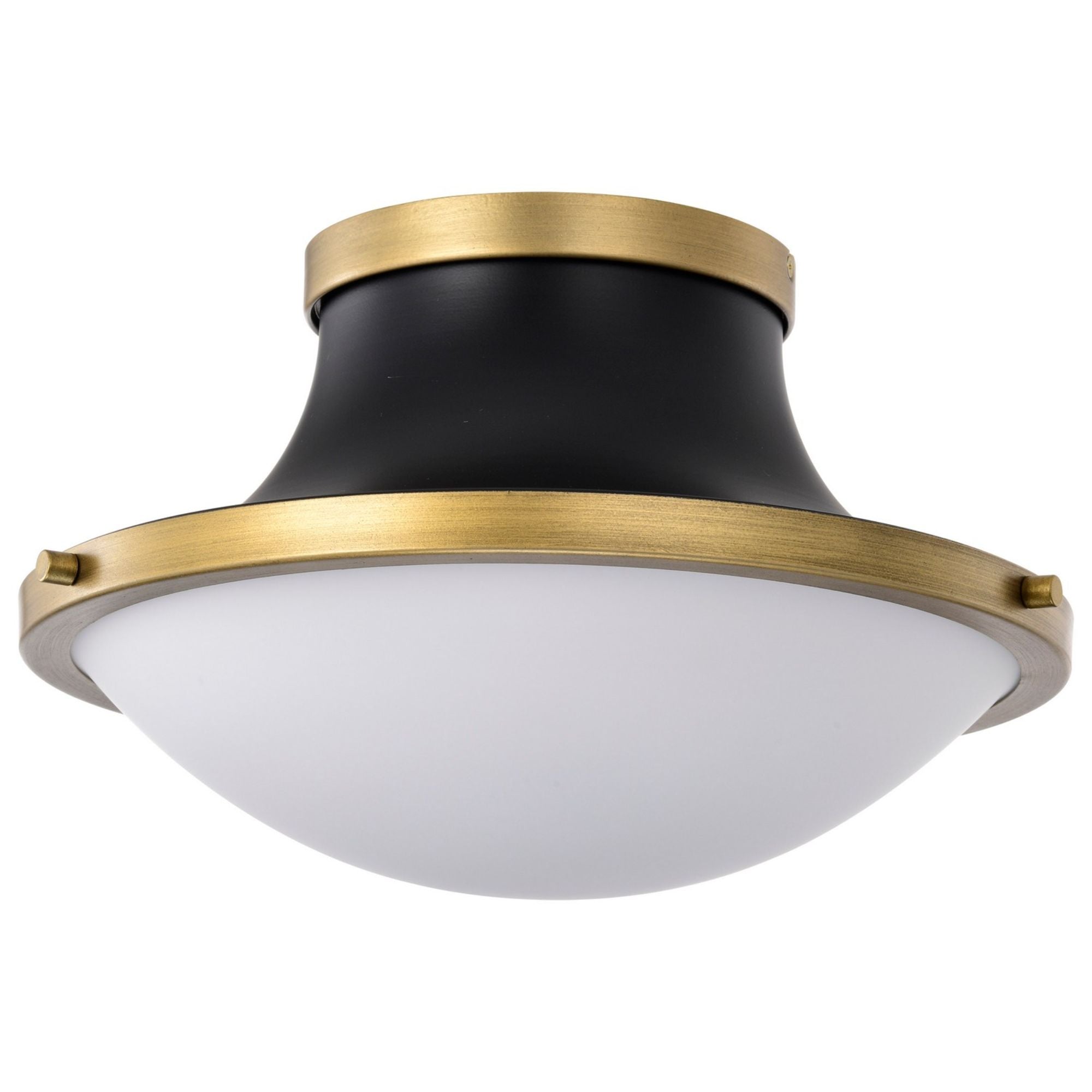 Lafayette 14 in. Flush Mount Light Matte Black and Natural Brass Finish