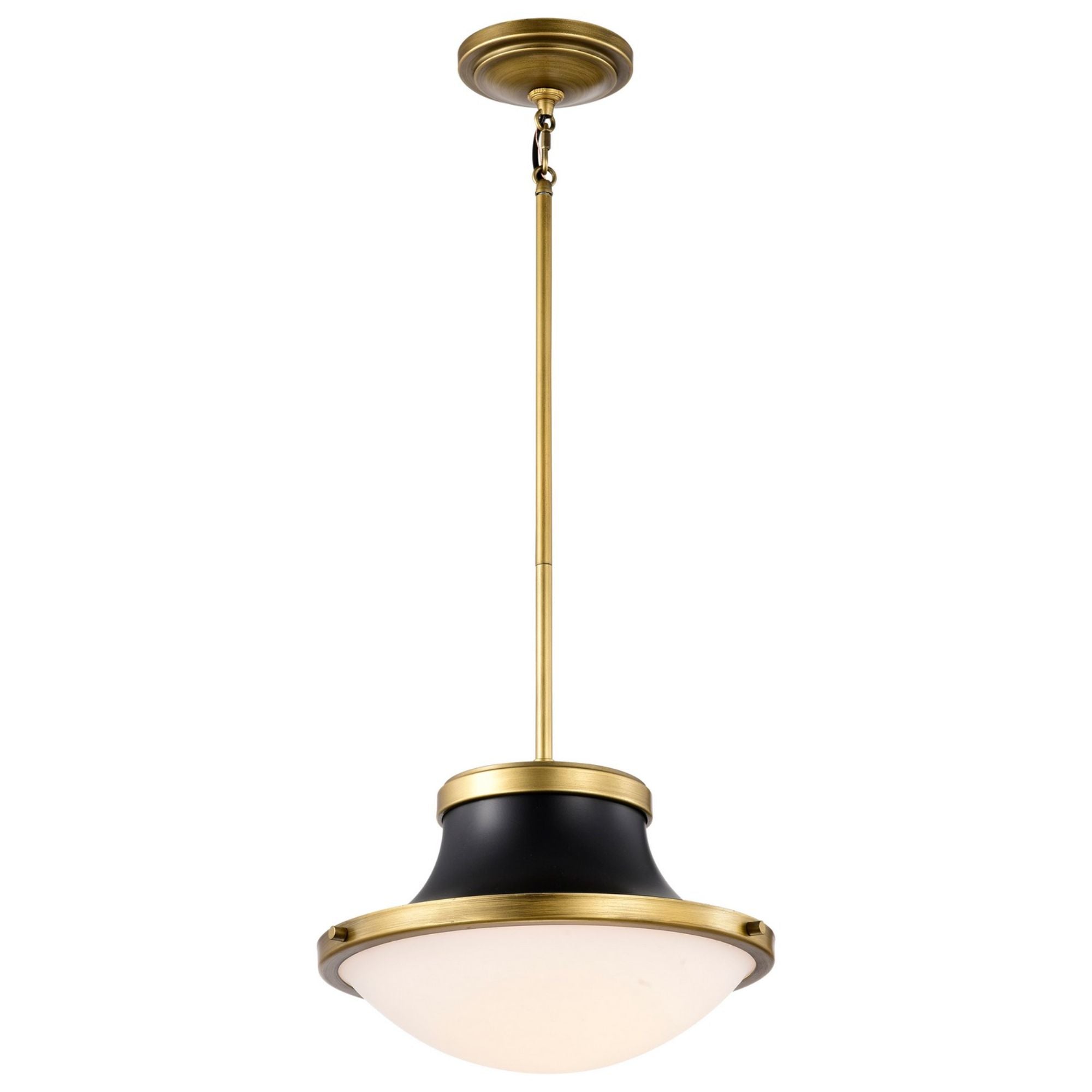 Lafayette 14" Pendant, Matte Black / Natural Brass Finish - Bees Lighting