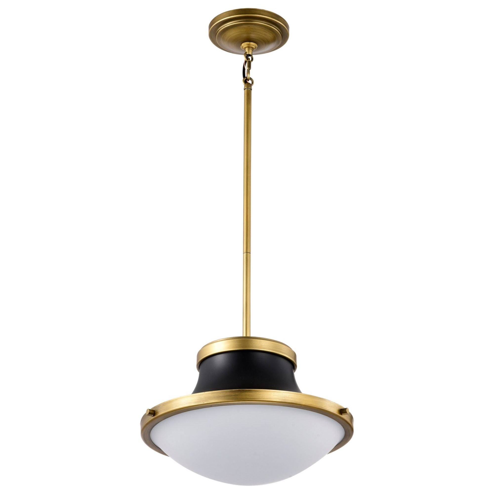 Lafayette 14" Pendant, Matte Black / Natural Brass Finish - Bees Lighting
