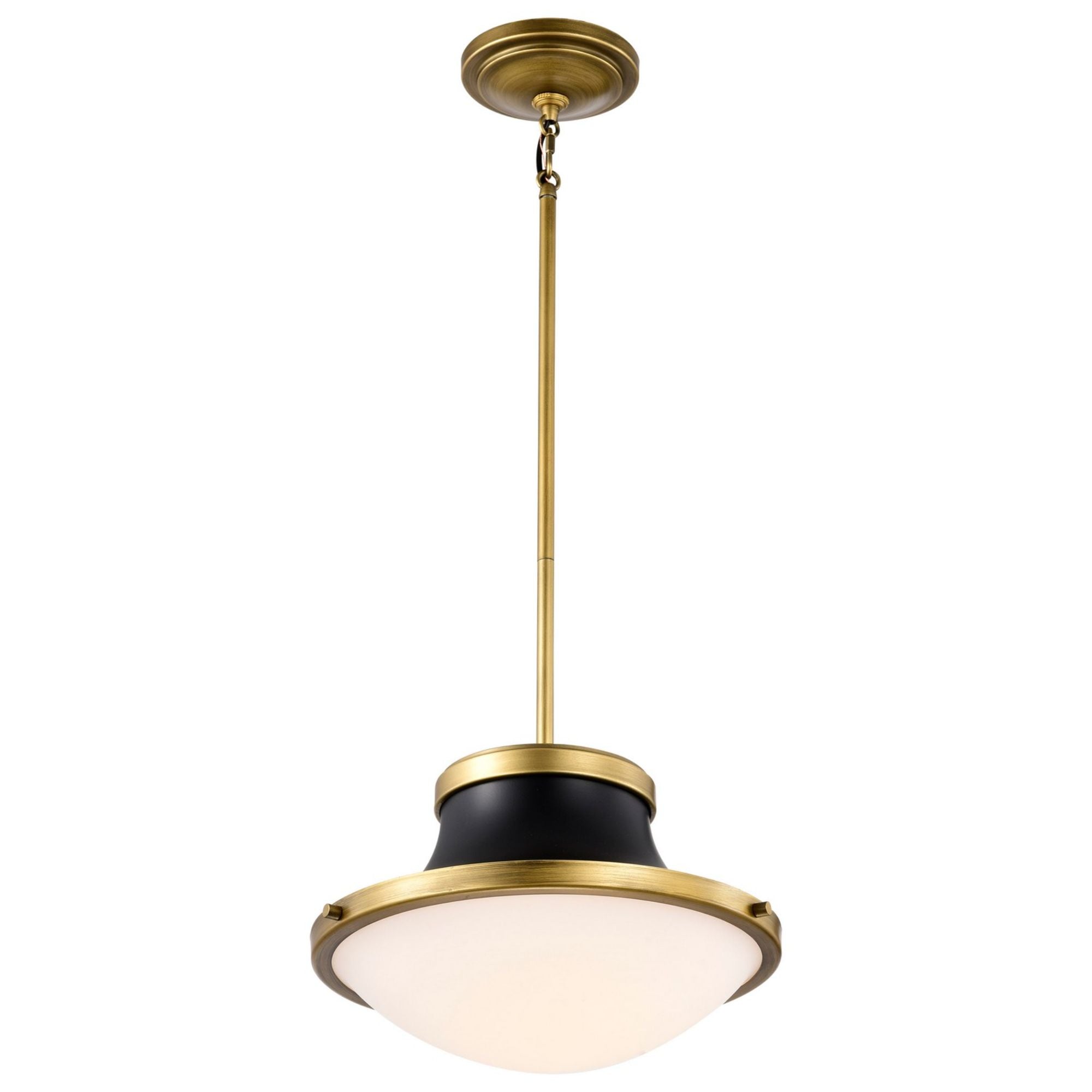Lafayette 14" Pendant, Matte Black / Natural Brass Finish - Bees Lighting