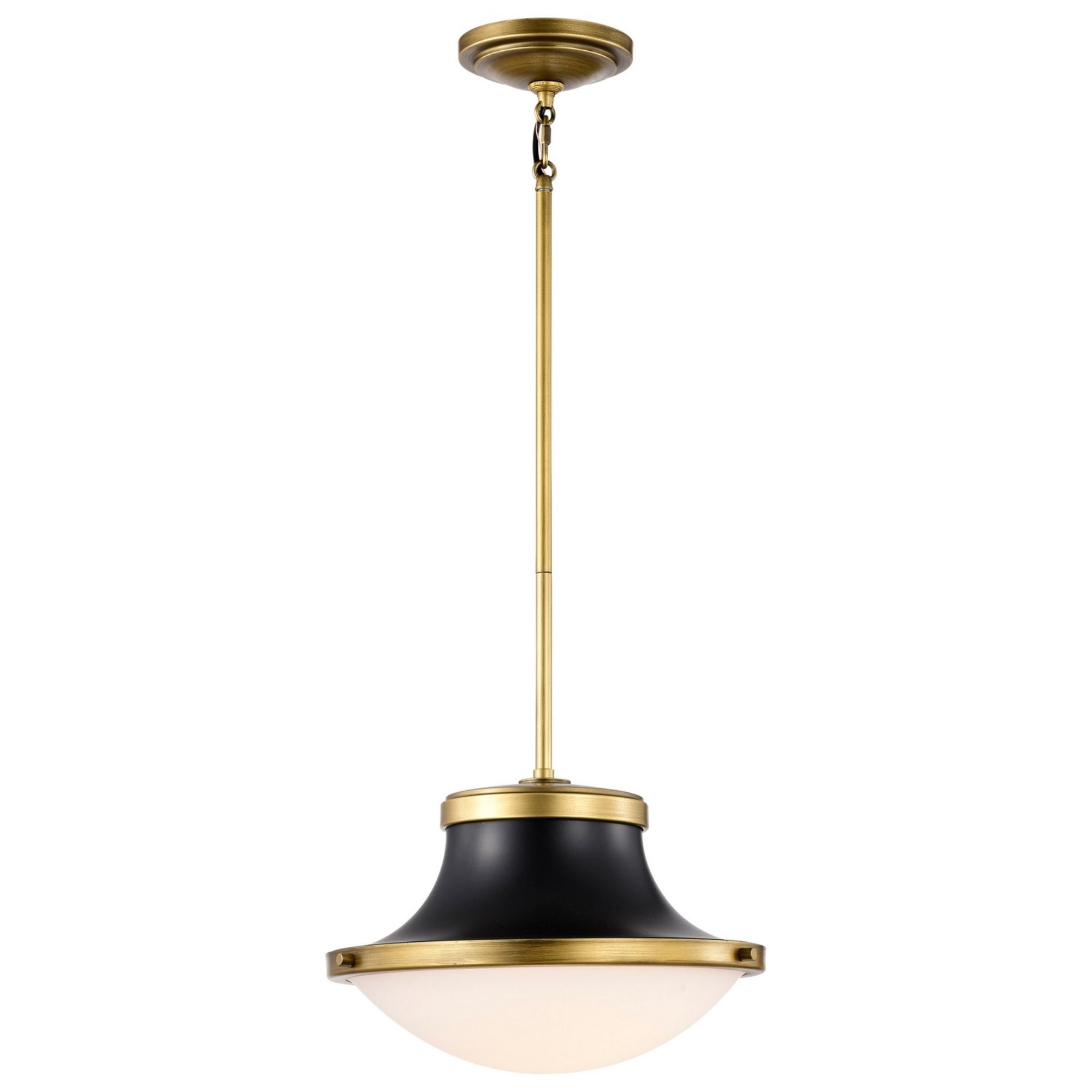 Lafayette 14" Pendant, Matte Black / Natural Brass Finish - Bees Lighting