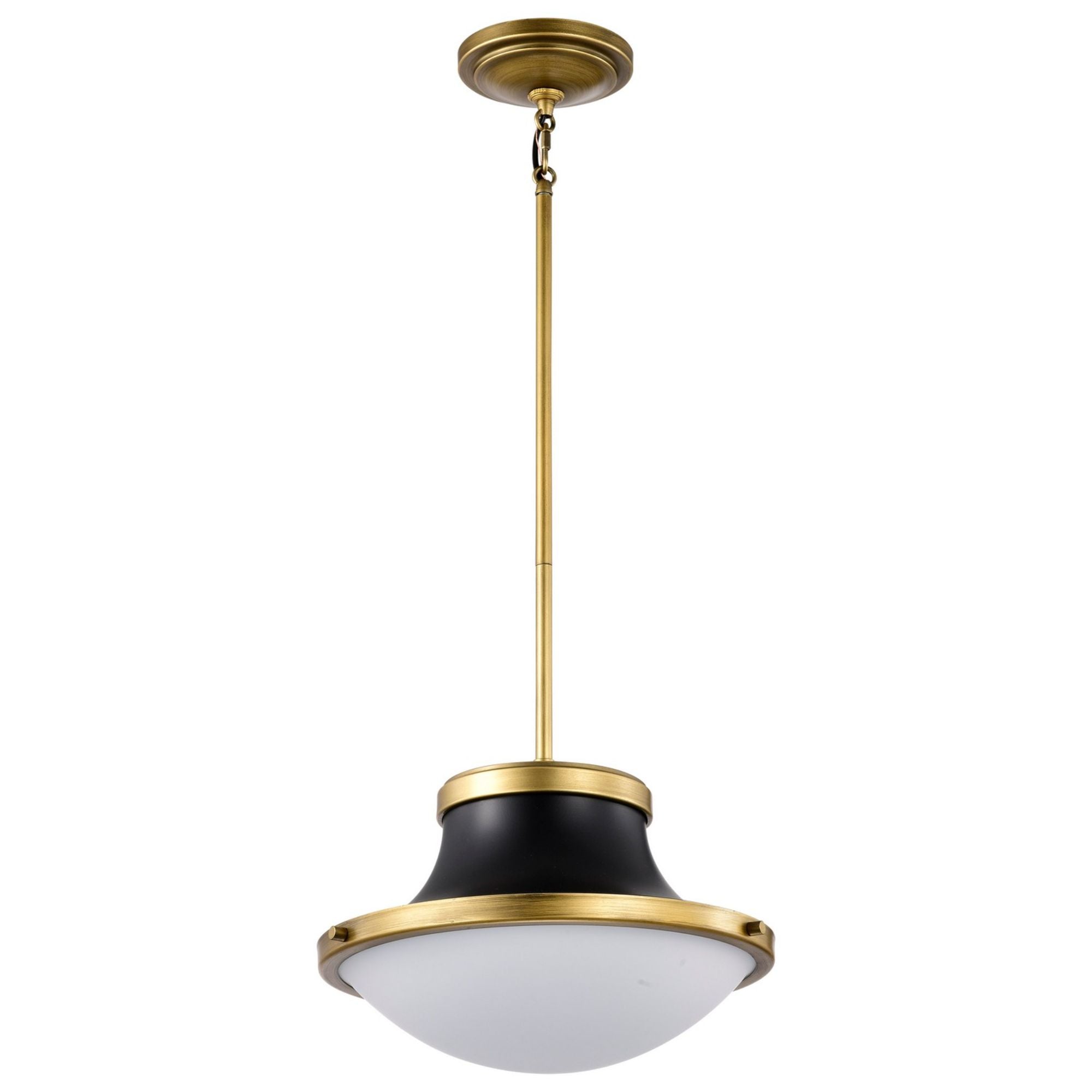 Lafayette Pendant Light, Natural Brass Accents, White Opal Glass - Bees Lighting
