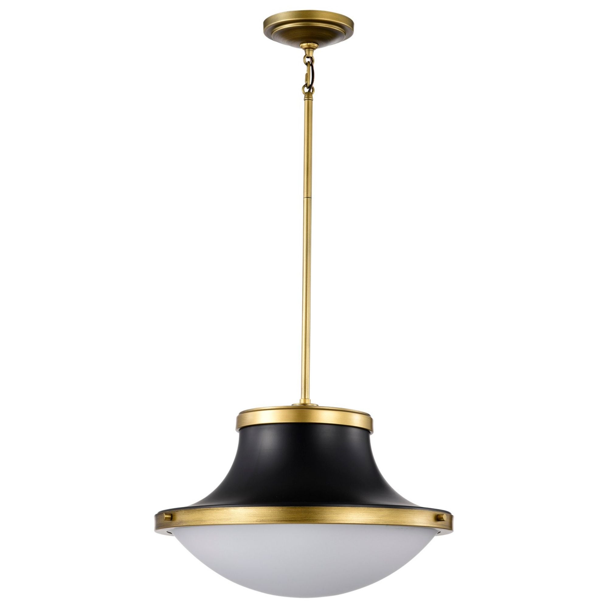 Lafayette 18" 3 lights Pendant, Matte Black / Natural Brass Finish - Bees Lighting