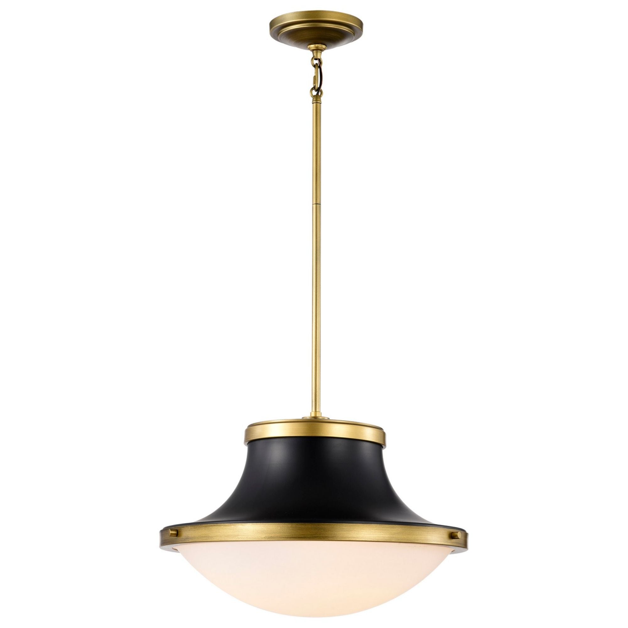 Lafayette 18" 3 lights Pendant, Matte Black / Natural Brass Finish - Bees Lighting