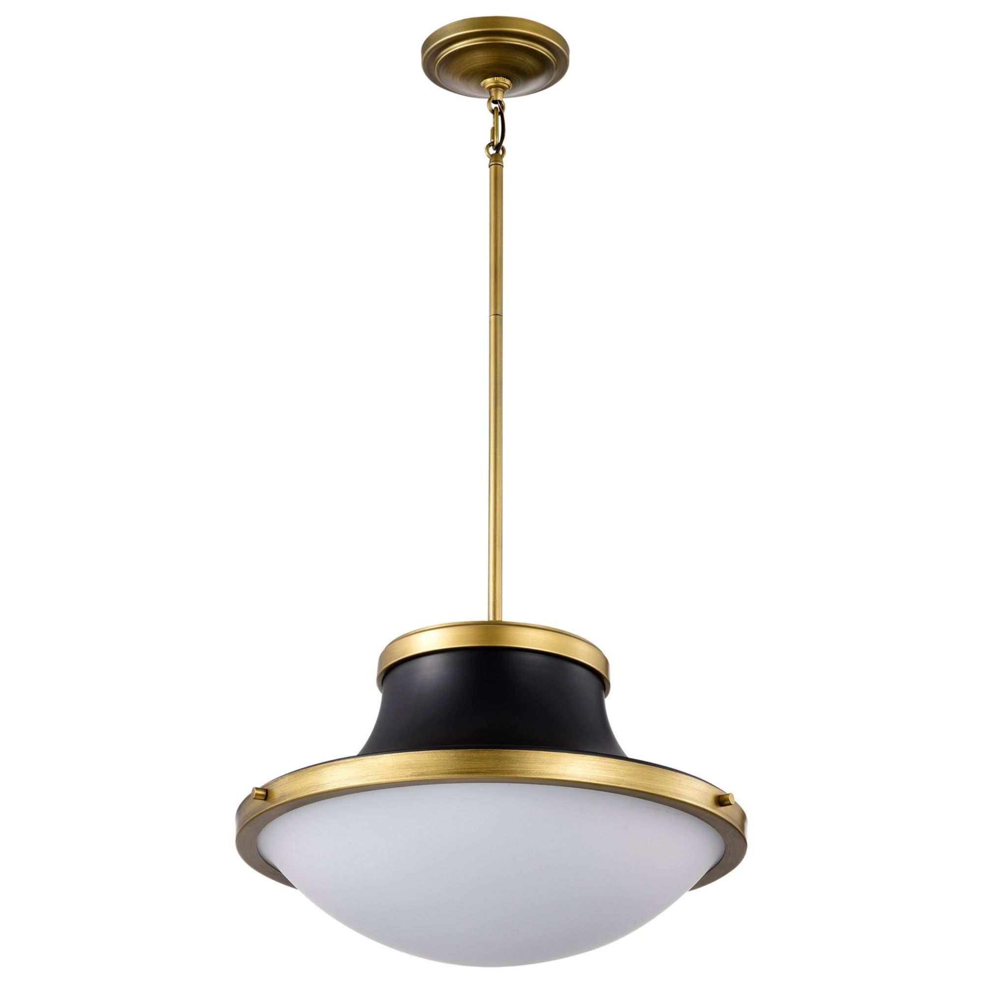 Lafayette 18" 3 lights Pendant, Matte Black / Natural Brass Finish - Bees Lighting