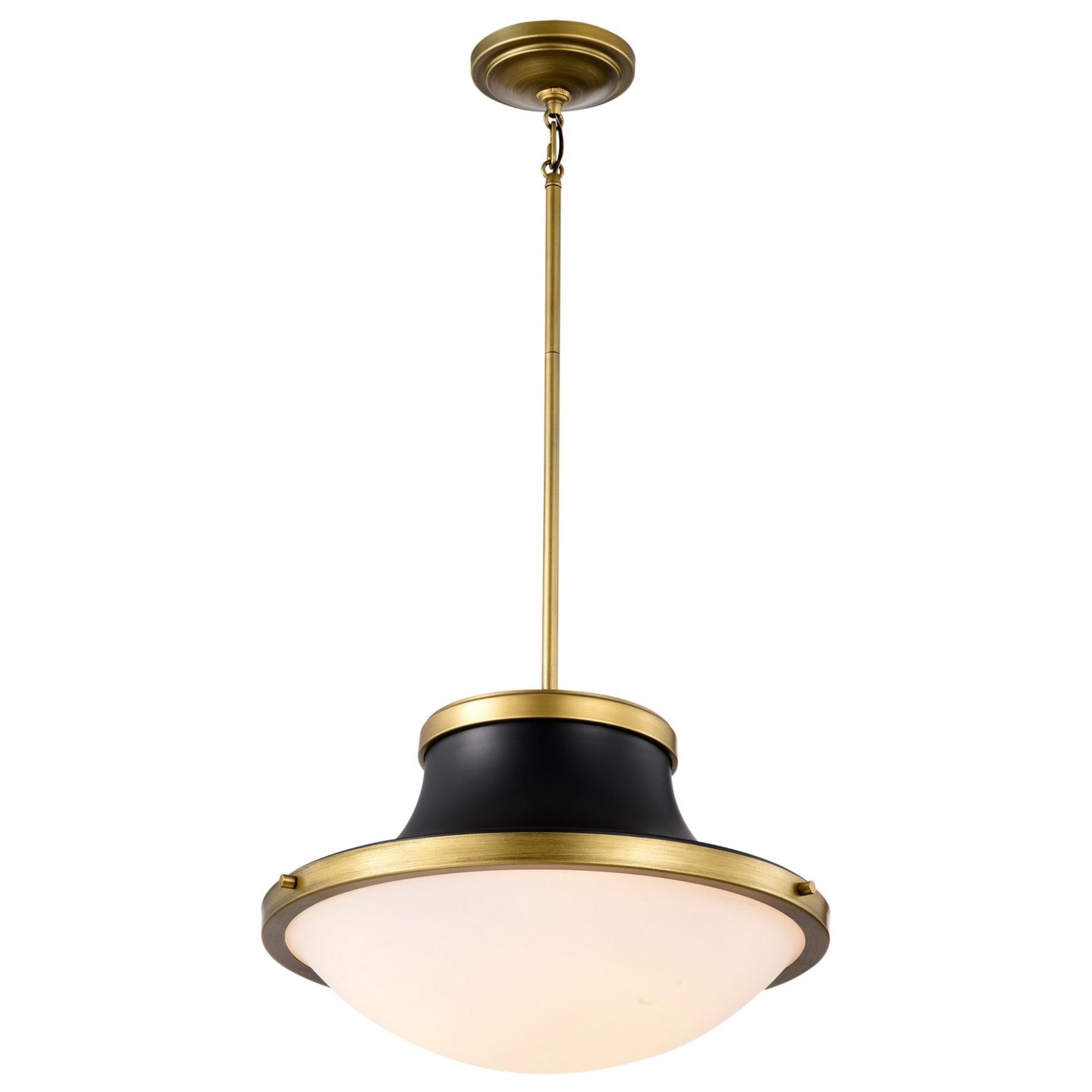 Lafayette 18" 3 lights Pendant, Matte Black / Natural Brass Finish - Bees Lighting