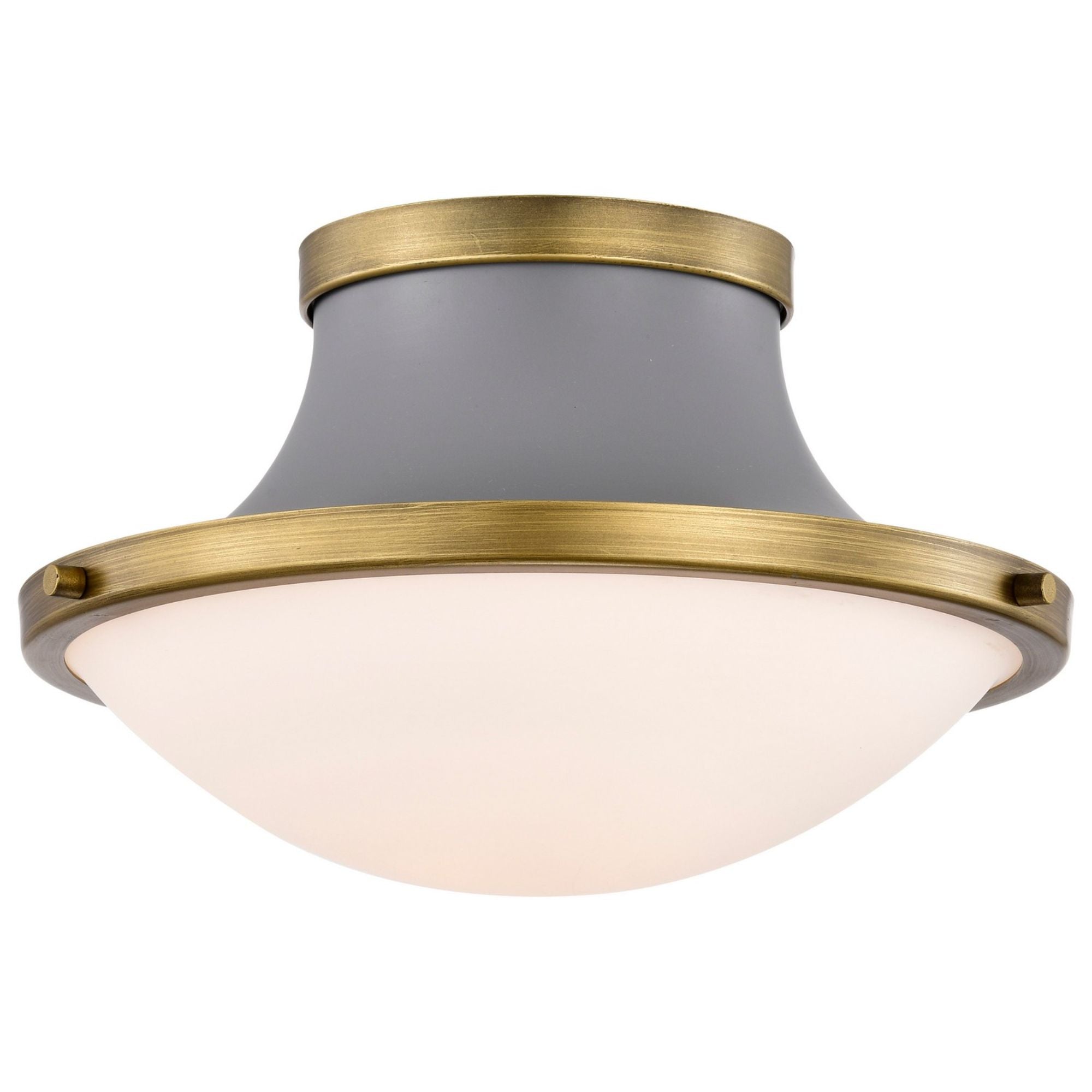 Lafayette 14 in. Flush Mount Light Matte Gray and Natural Brass Finish