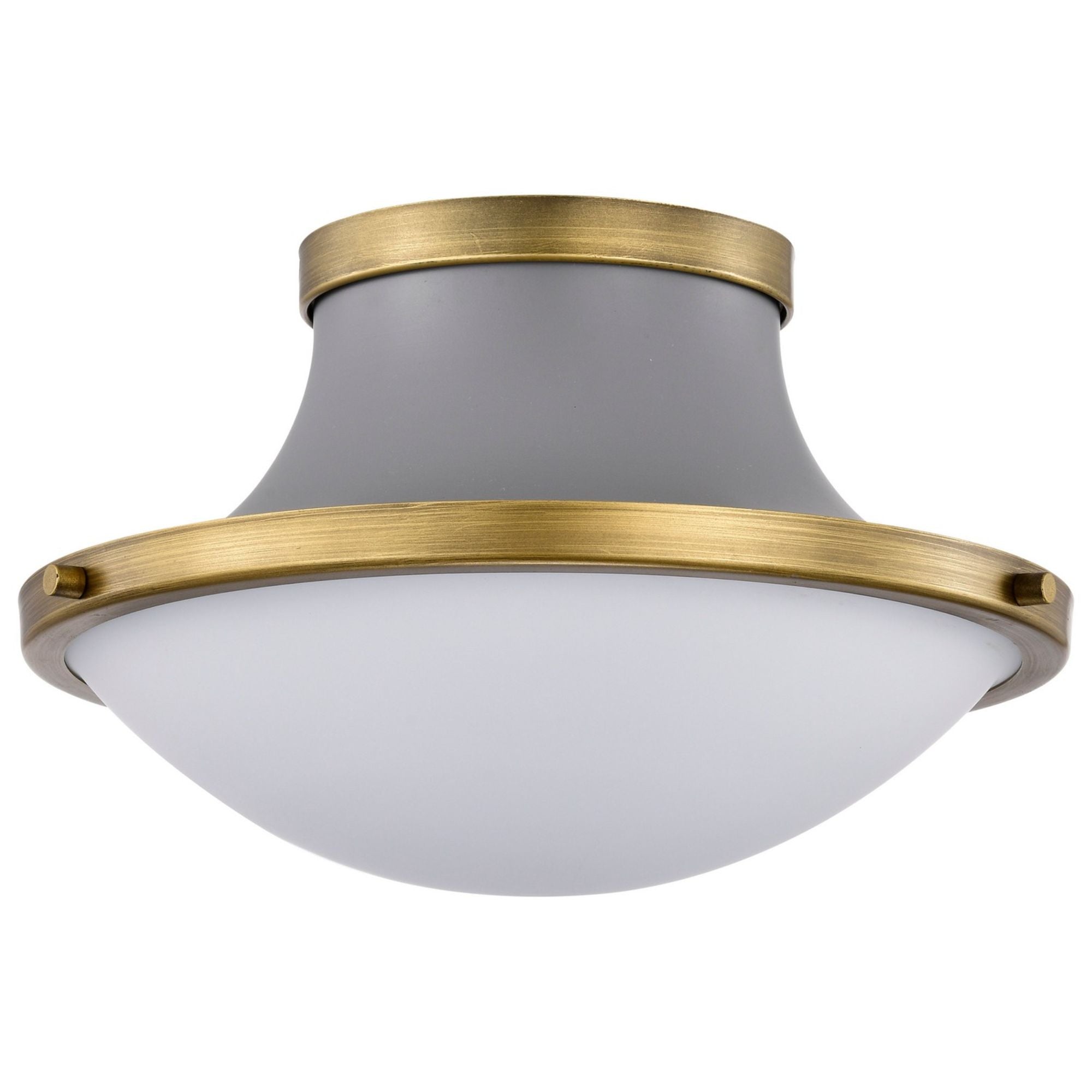Lafayette 14 in. Flush Mount Light Matte Gray and Natural Brass Finish
