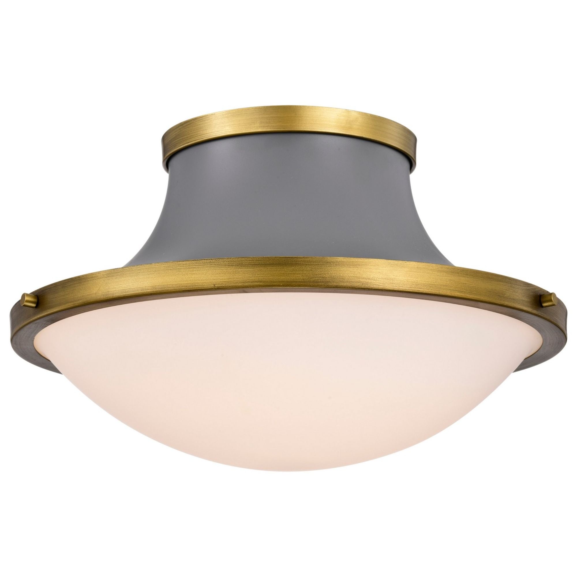 Lafayette 18 in. 3 lights Flush Mount Light Matte Gray and Natural Brass Finish