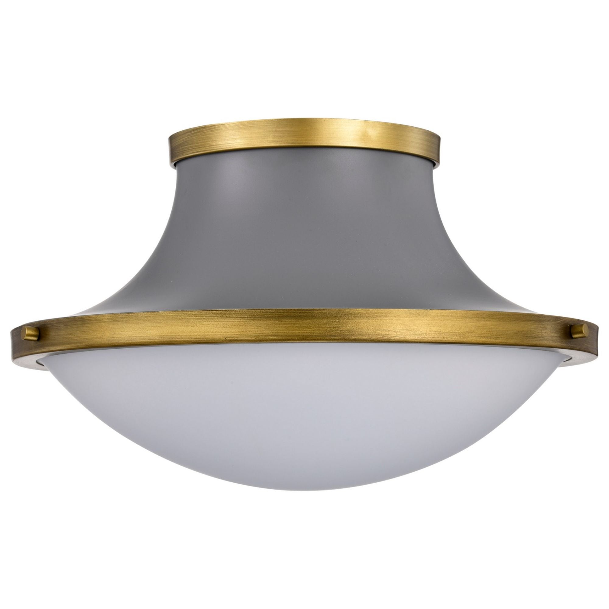Lafayette 18" 3 lights Flush Mount, Matte Gray / Natural Brass Finish - Bees Lighting