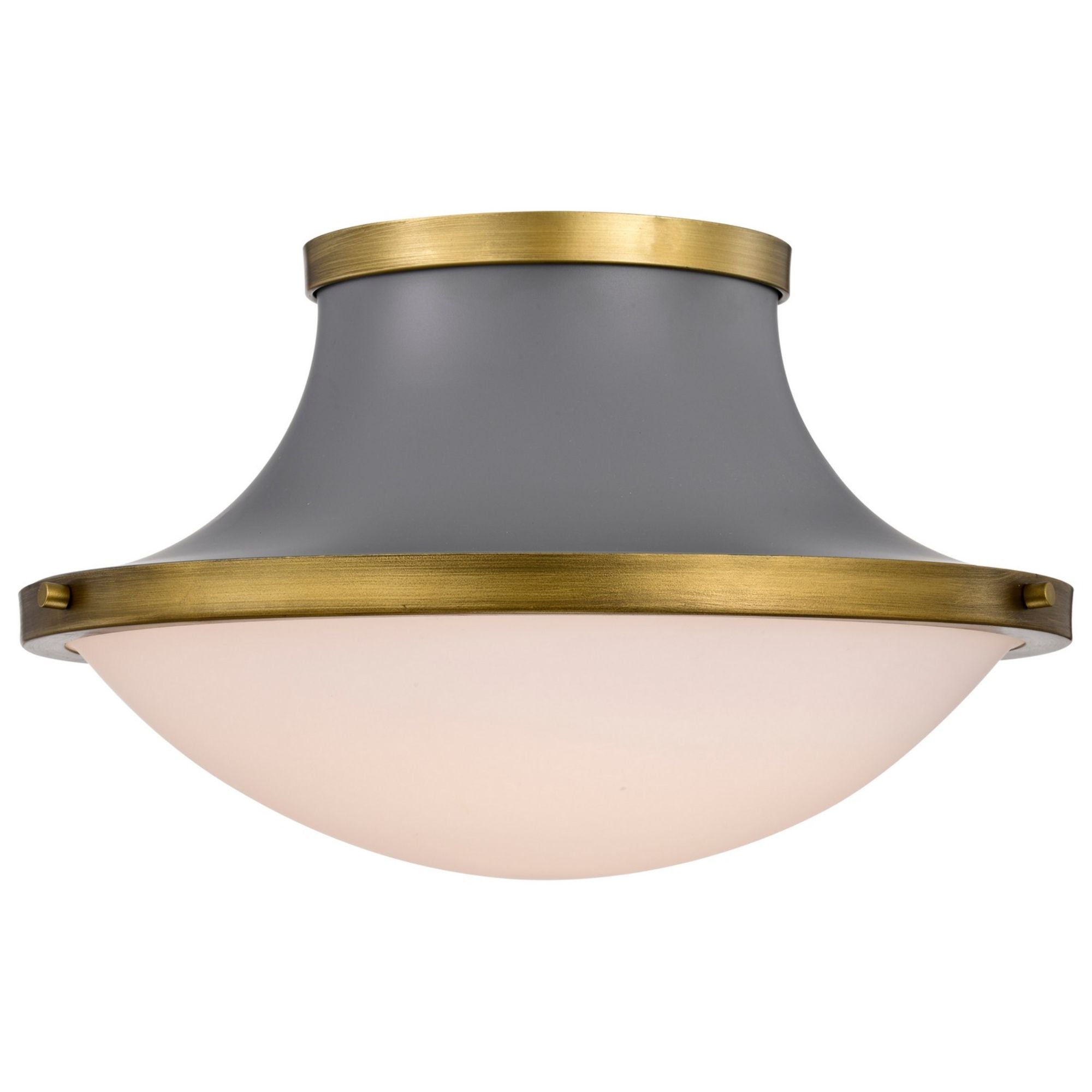 Lafayette 18" 3 lights Flush Mount, Matte Gray / Natural Brass Finish - Bees Lighting