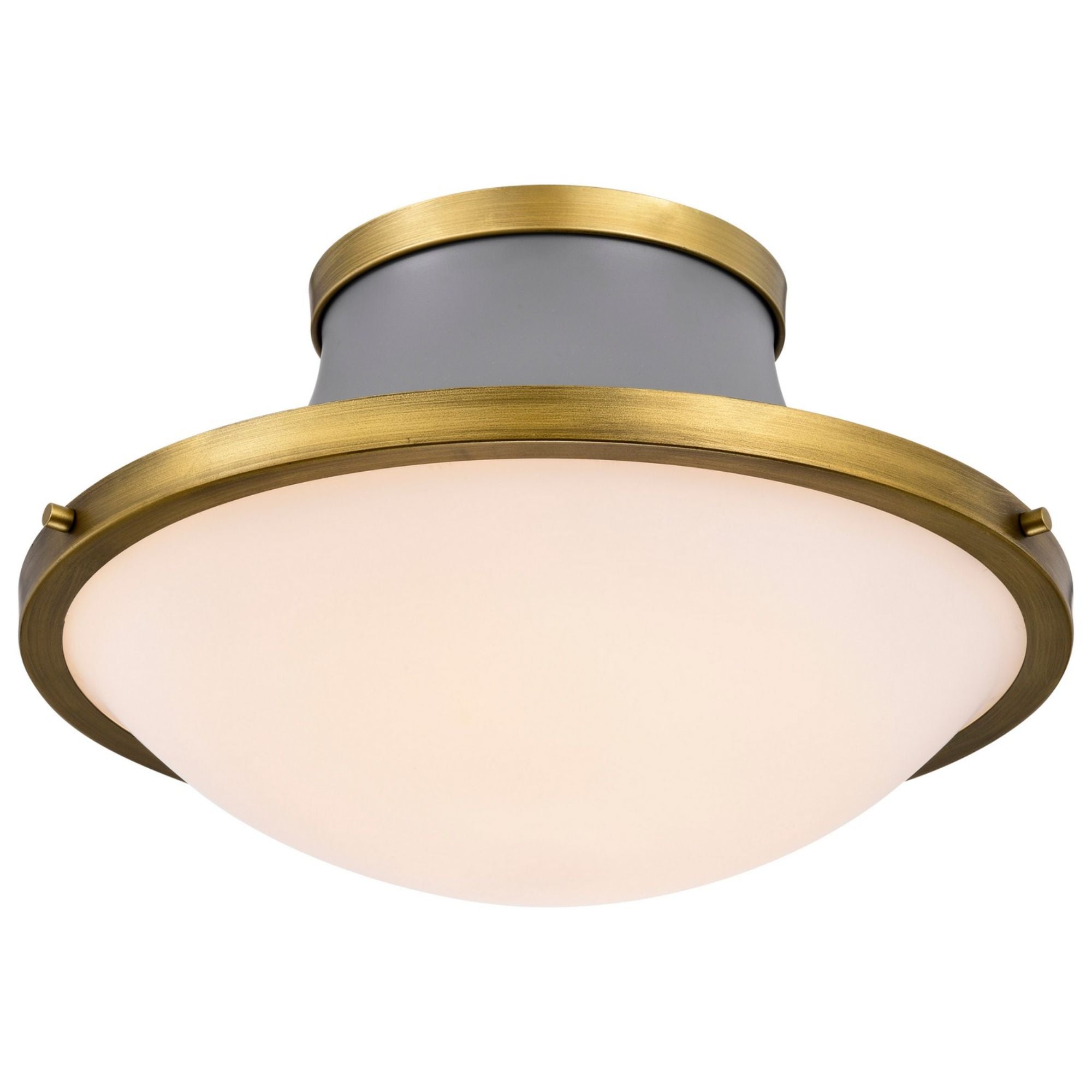Lafayette 18" 3 lights Flush Mount, Matte Gray / Natural Brass Finish - Bees Lighting