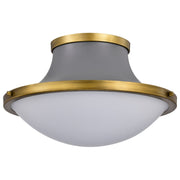 Lafayette Flush Mount Light, Natural Brass Accents, White Opal Glass - Bees Lighting