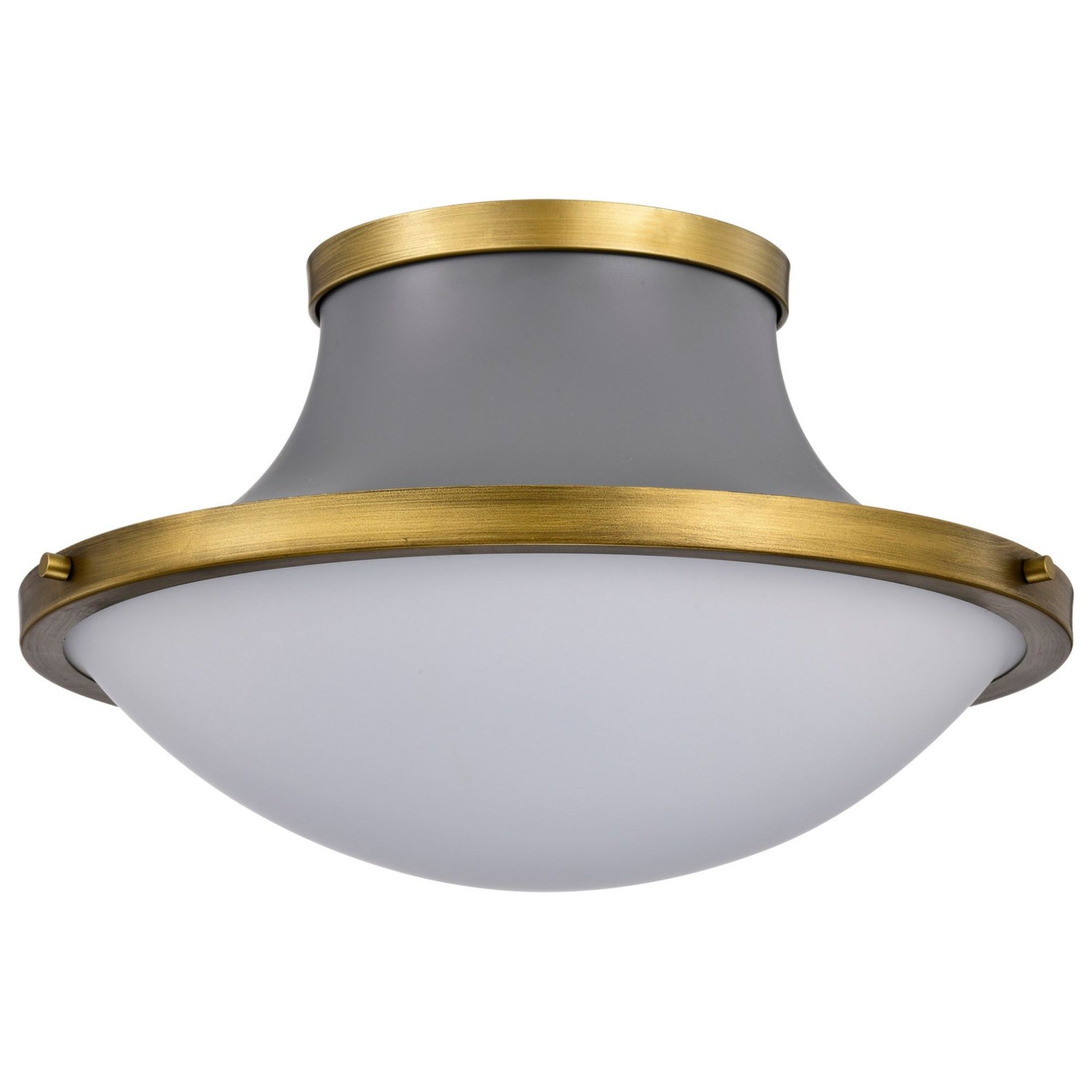 Lafayette Flush Mount Light, Natural Brass Accents, White Opal Glass - Bees Lighting