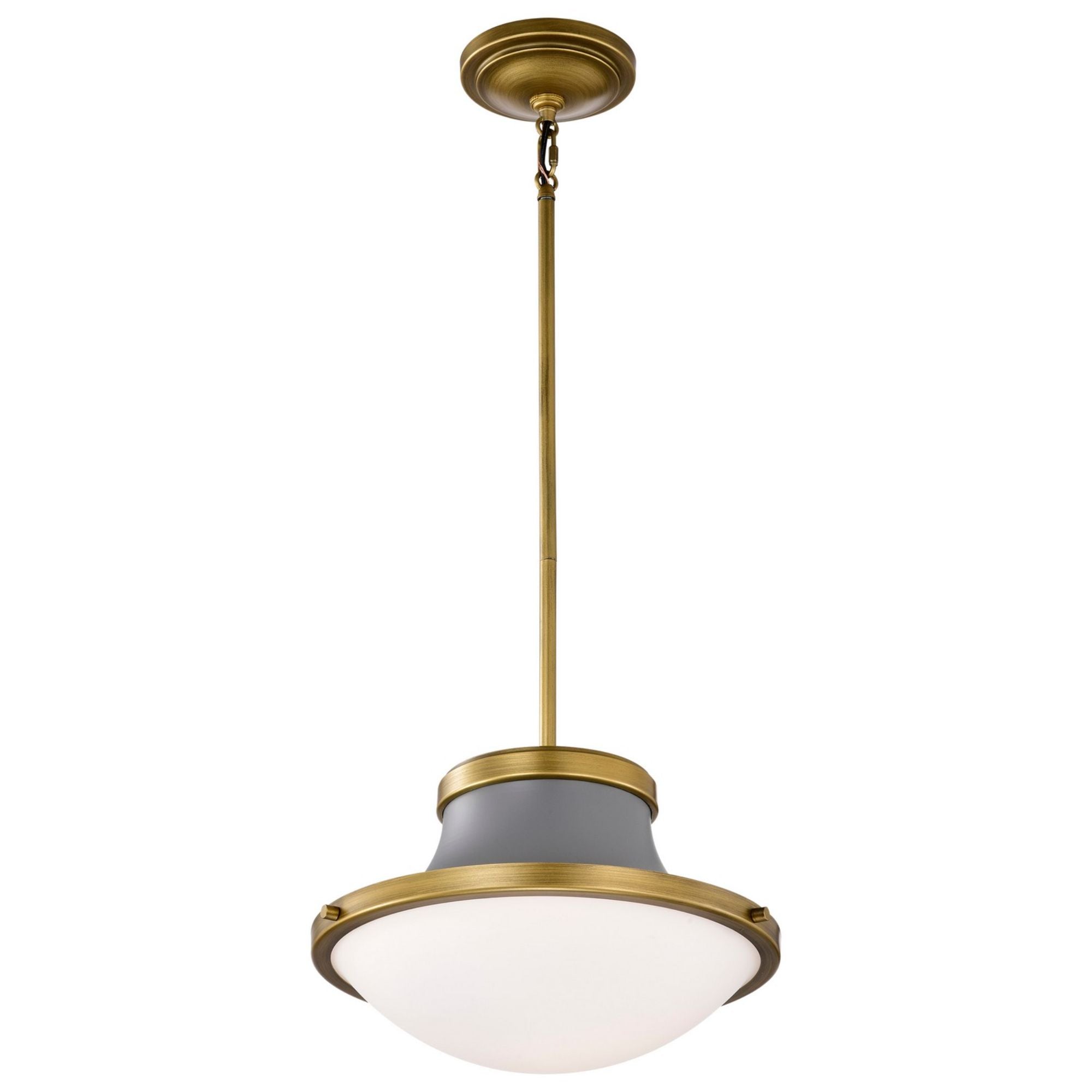 Lafayette 14" Pendant, Matte Gray / Natural Brass Finish - Bees Lighting