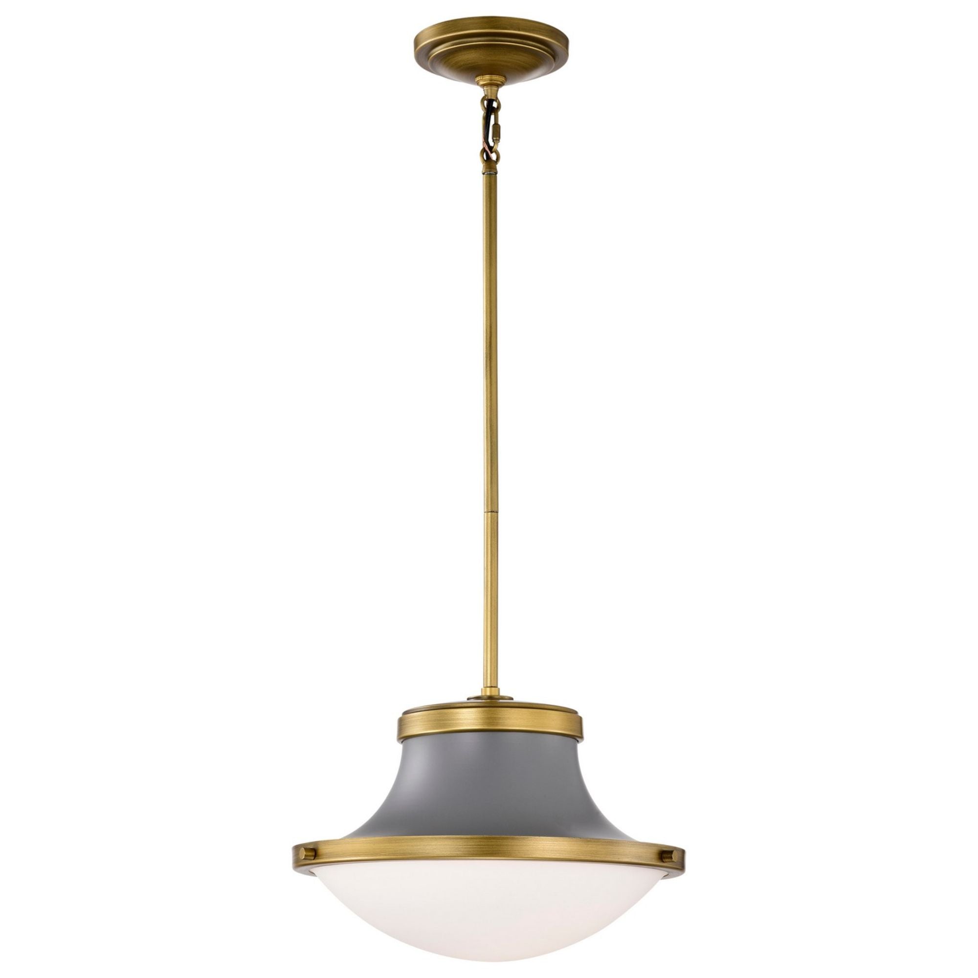 Lafayette 14" Pendant, Matte Gray / Natural Brass Finish - Bees Lighting