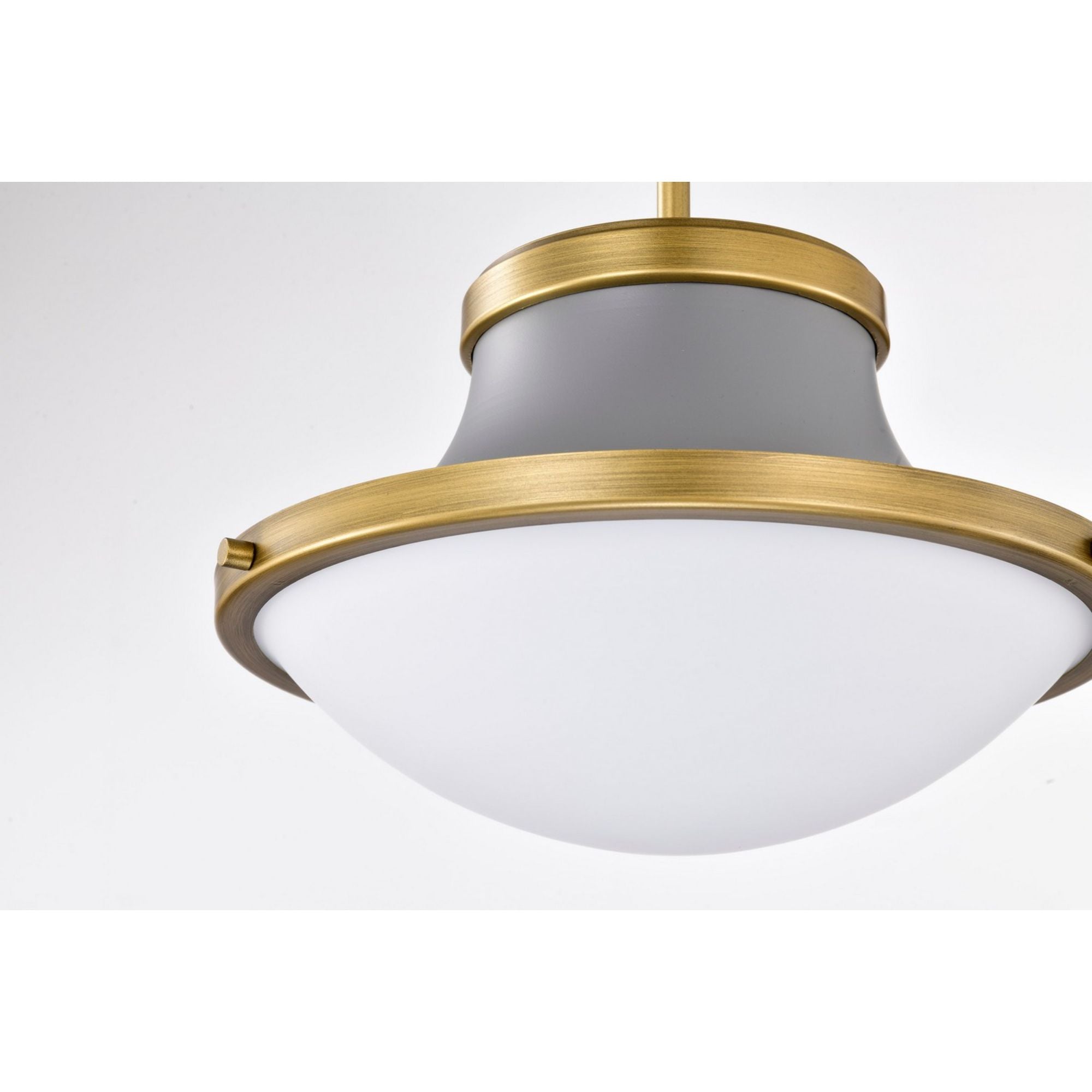 Lafayette 14" Pendant, Matte Gray / Natural Brass Finish - Bees Lighting