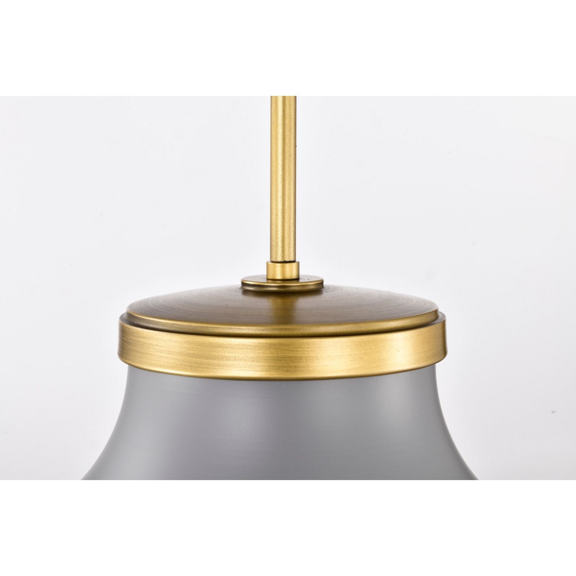 Lafayette 14" Pendant, Matte Gray / Natural Brass Finish - Bees Lighting