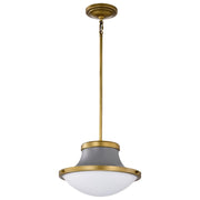 Lafayette Pendant Light, Natural Brass Accents, White Opal Glass - Bees Lighting