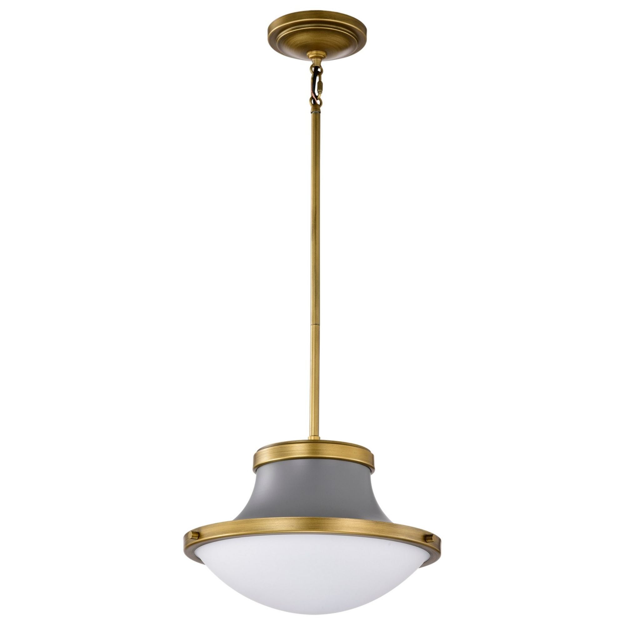 Lafayette Pendant Light, Natural Brass Accents, White Opal Glass - Bees Lighting