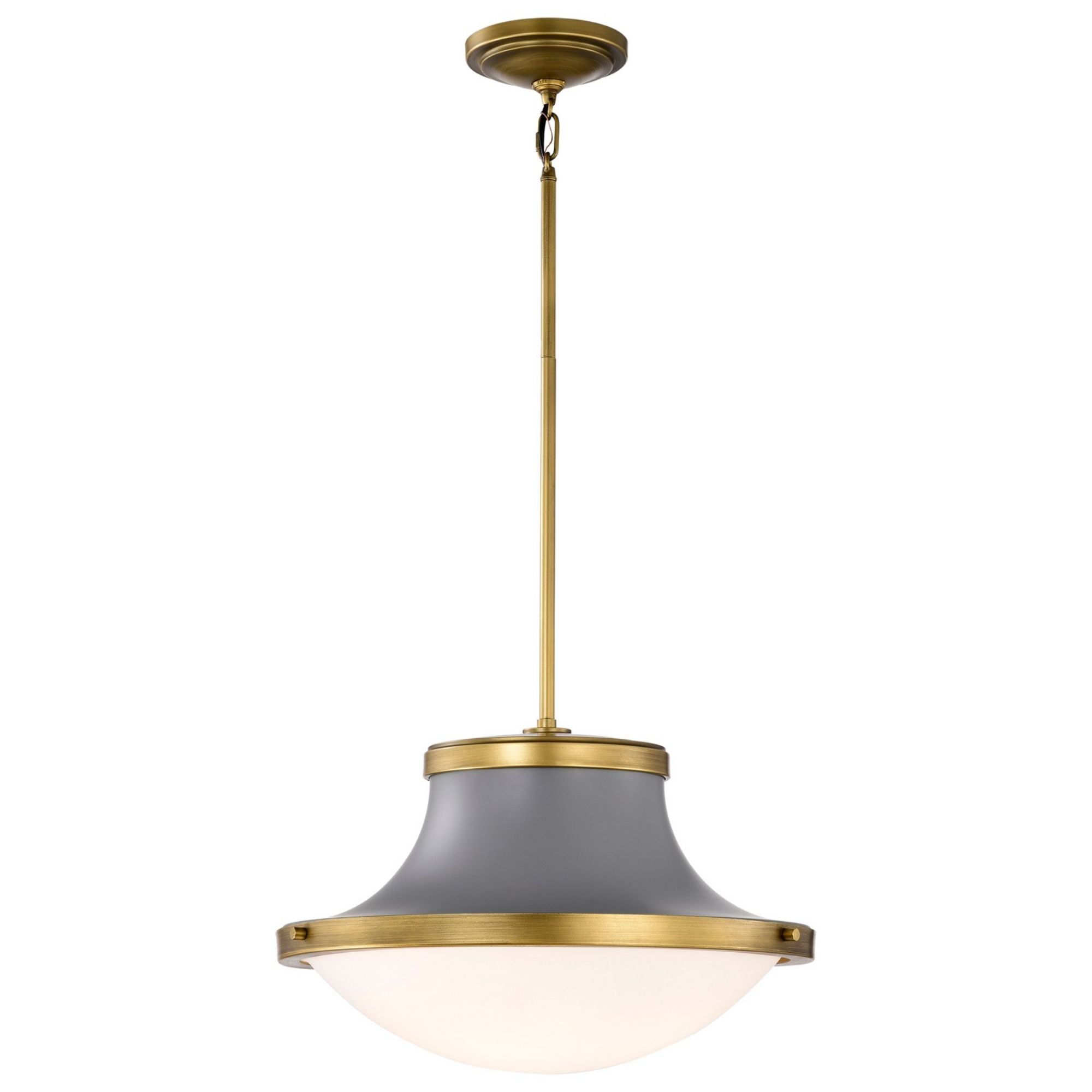 Lafayette 18" 3 lights Pendant, Matte Gray / Natural Brass Finish - Bees Lighting