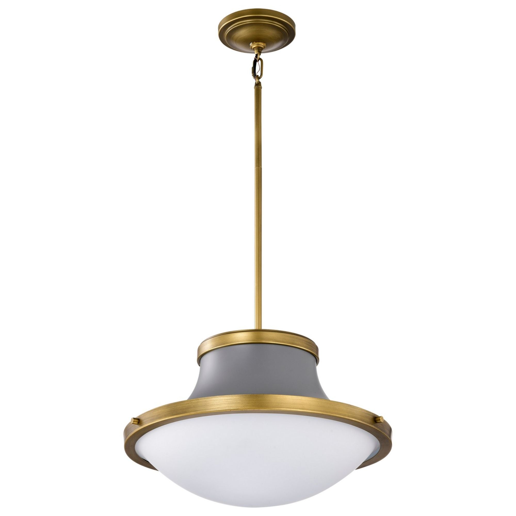 Lafayette 18" 3 lights Pendant, Matte Gray / Natural Brass Finish - Bees Lighting