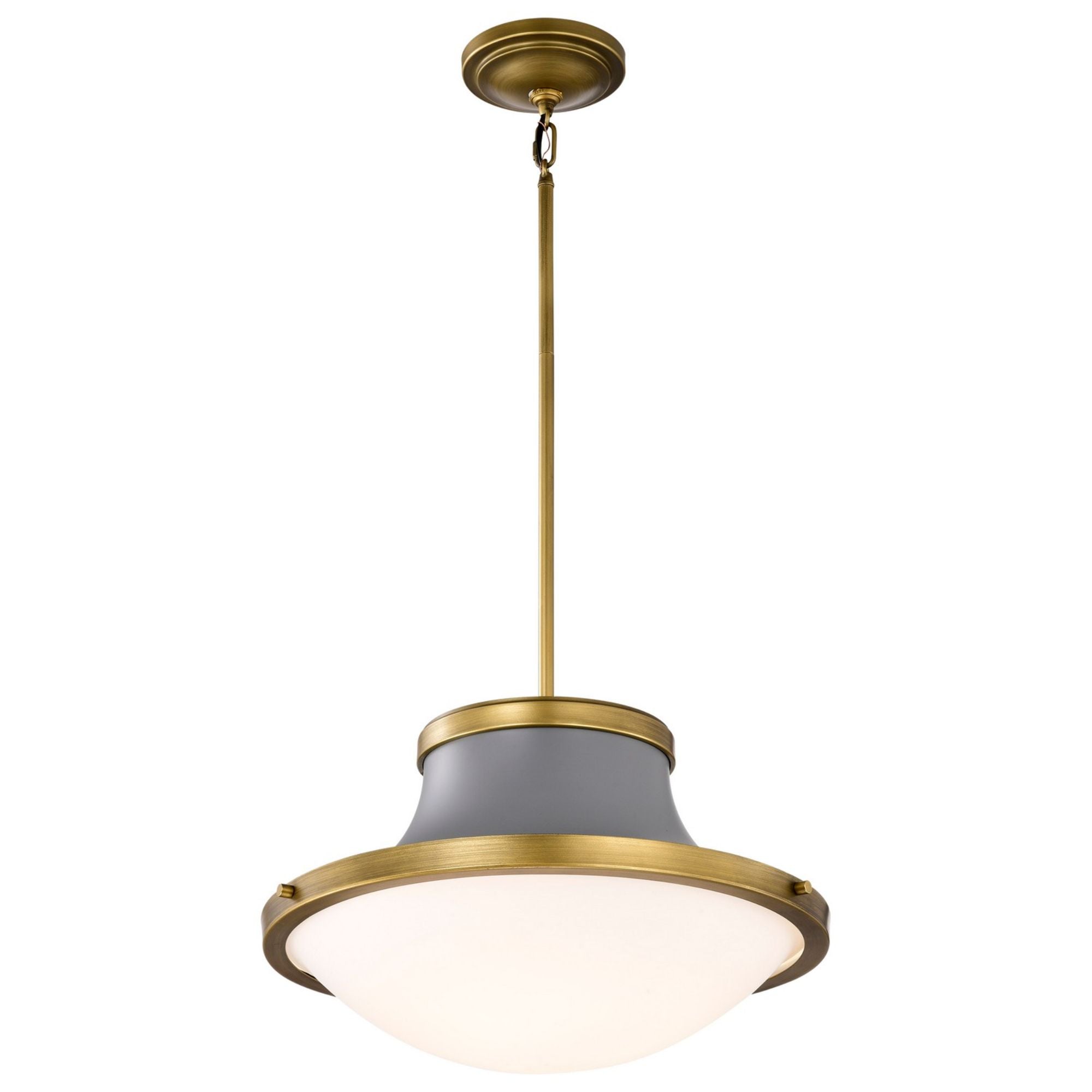 Lafayette 18" 3 lights Pendant, Matte Gray / Natural Brass Finish - Bees Lighting