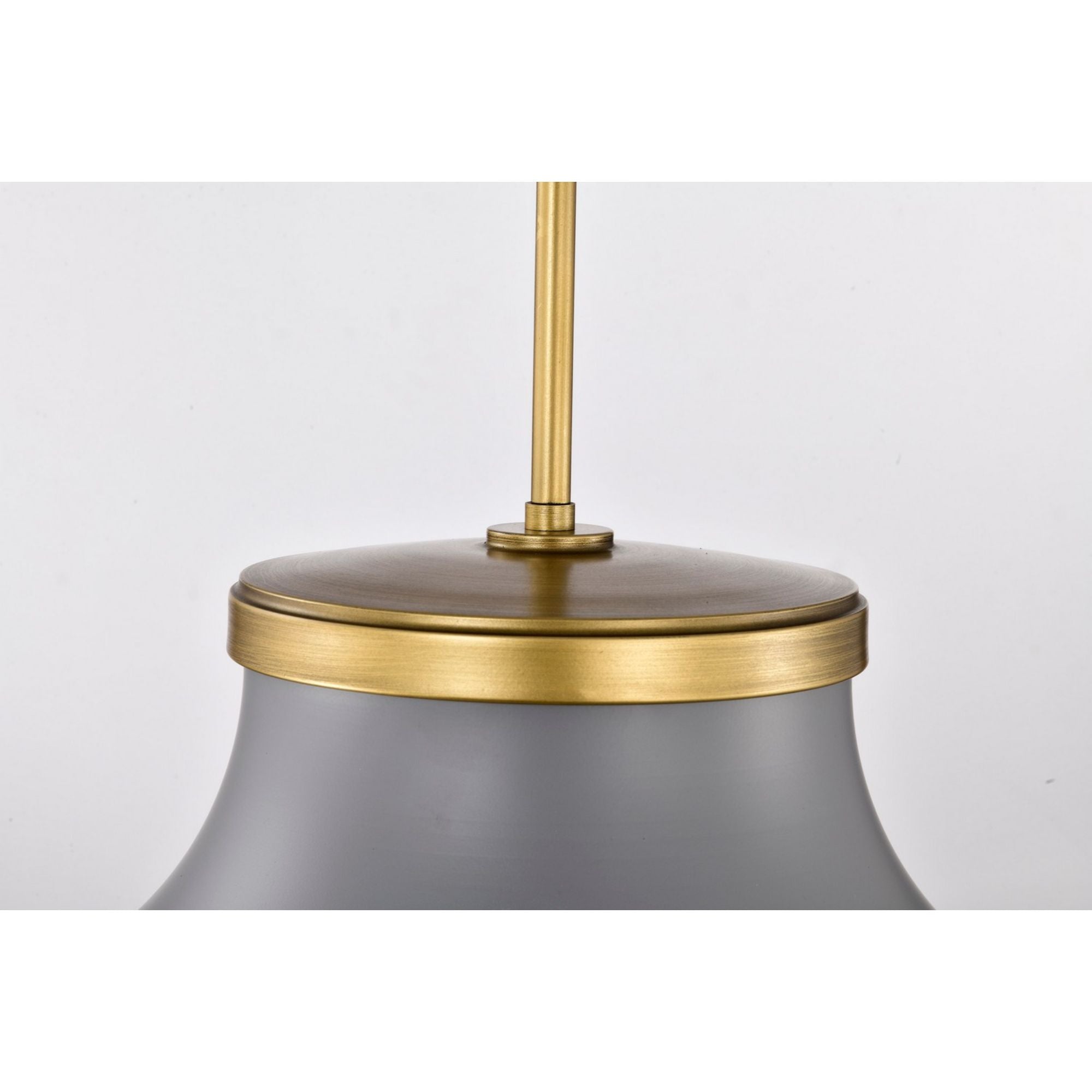 Lafayette 18" 3 lights Pendant, Matte Gray / Natural Brass Finish - Bees Lighting