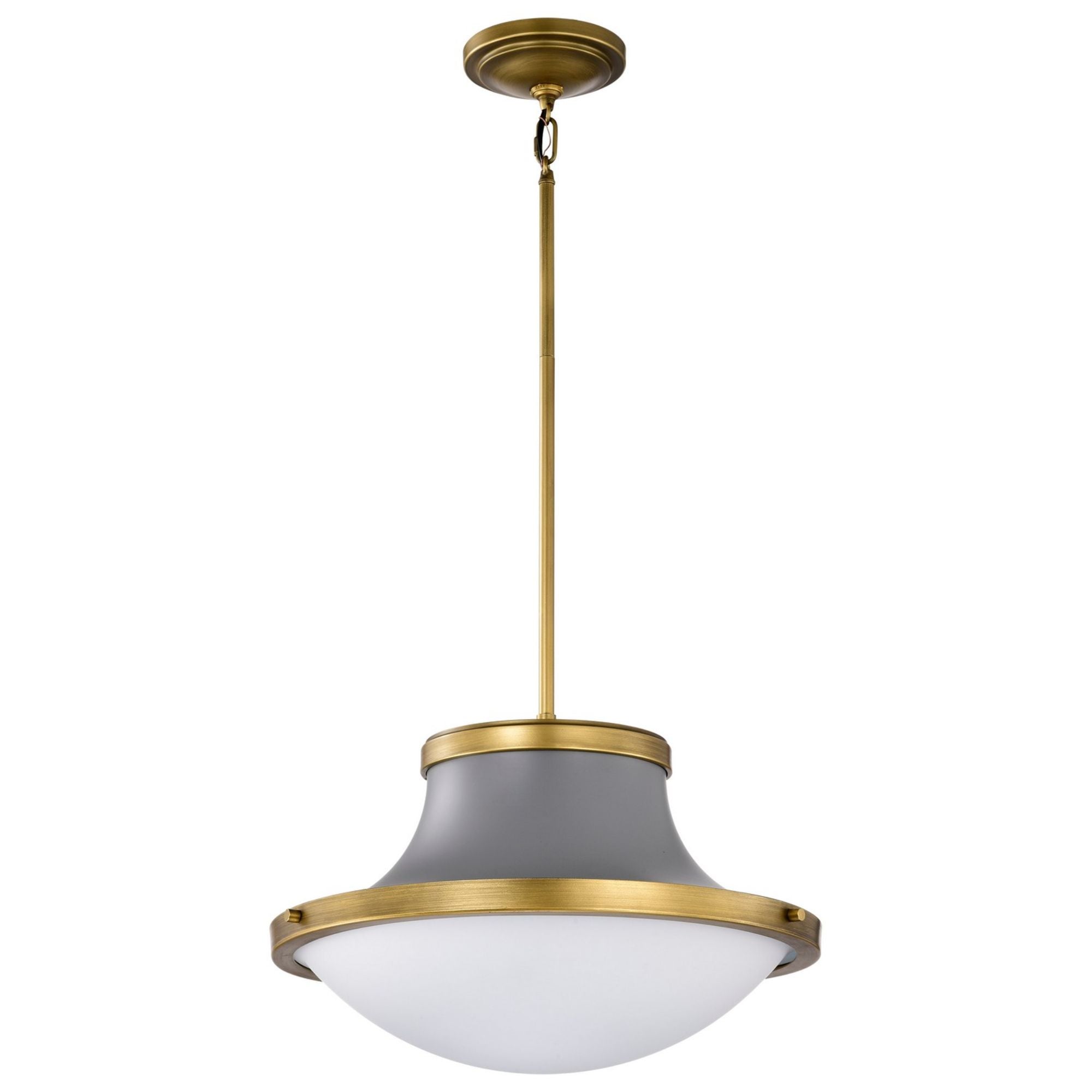 Lafayette Pendant Light, Natural Brass Accents, White Opal Glass - Bees Lighting