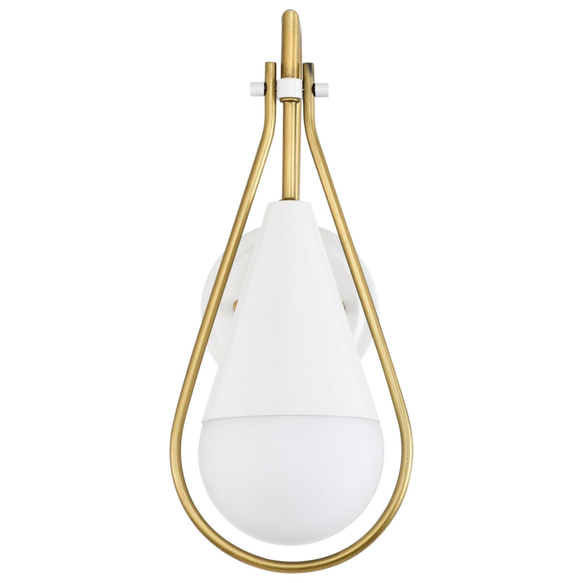 Admiral 15" Wall Sconce, Matte White and Natural Brass Finish - Bees Lighting