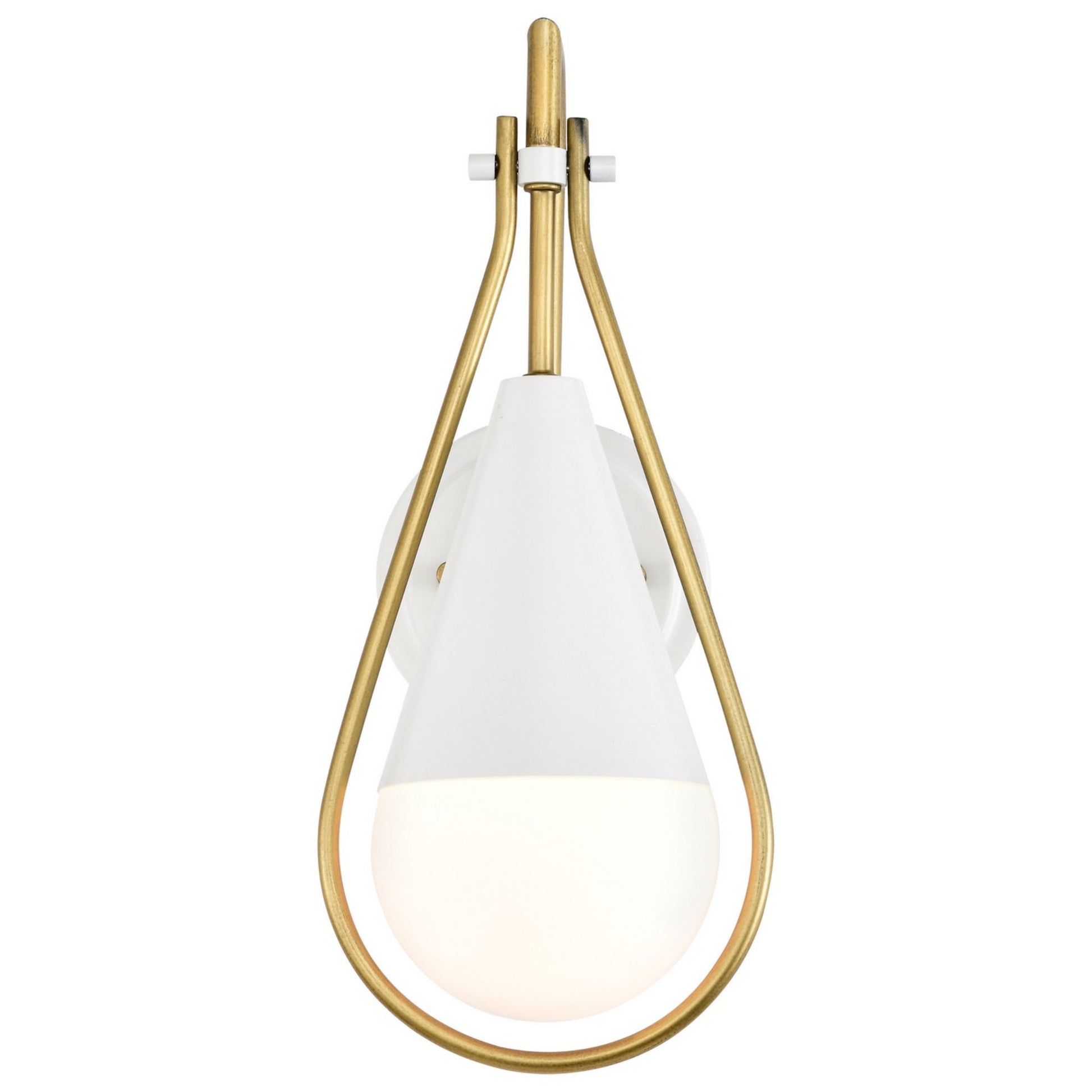 Admiral 15" Wall Sconce, Matte White and Natural Brass Finish - Bees Lighting