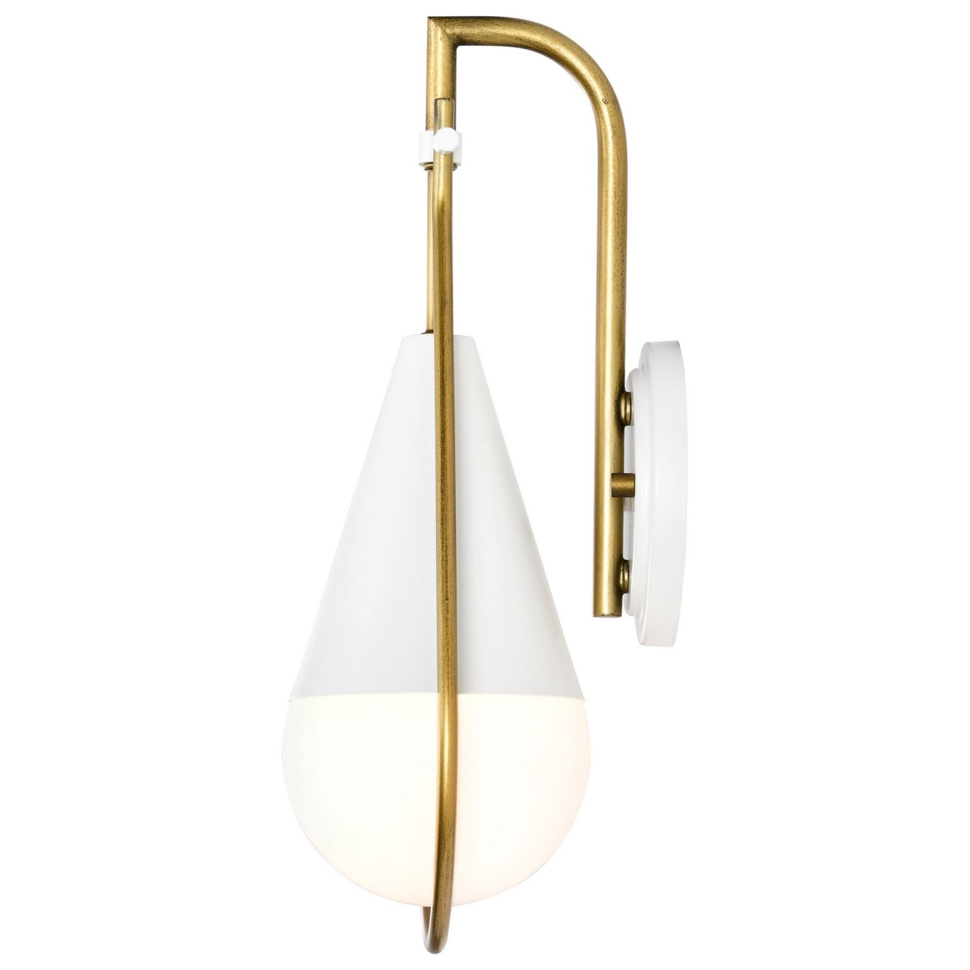 Admiral 15" Wall Sconce, Matte White and Natural Brass Finish - Bees Lighting