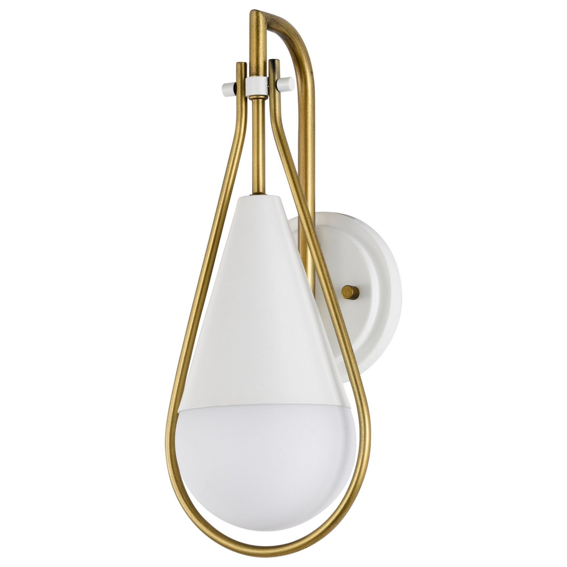 Admiral 15" Wall Sconce, Matte White and Natural Brass Finish - Bees Lighting