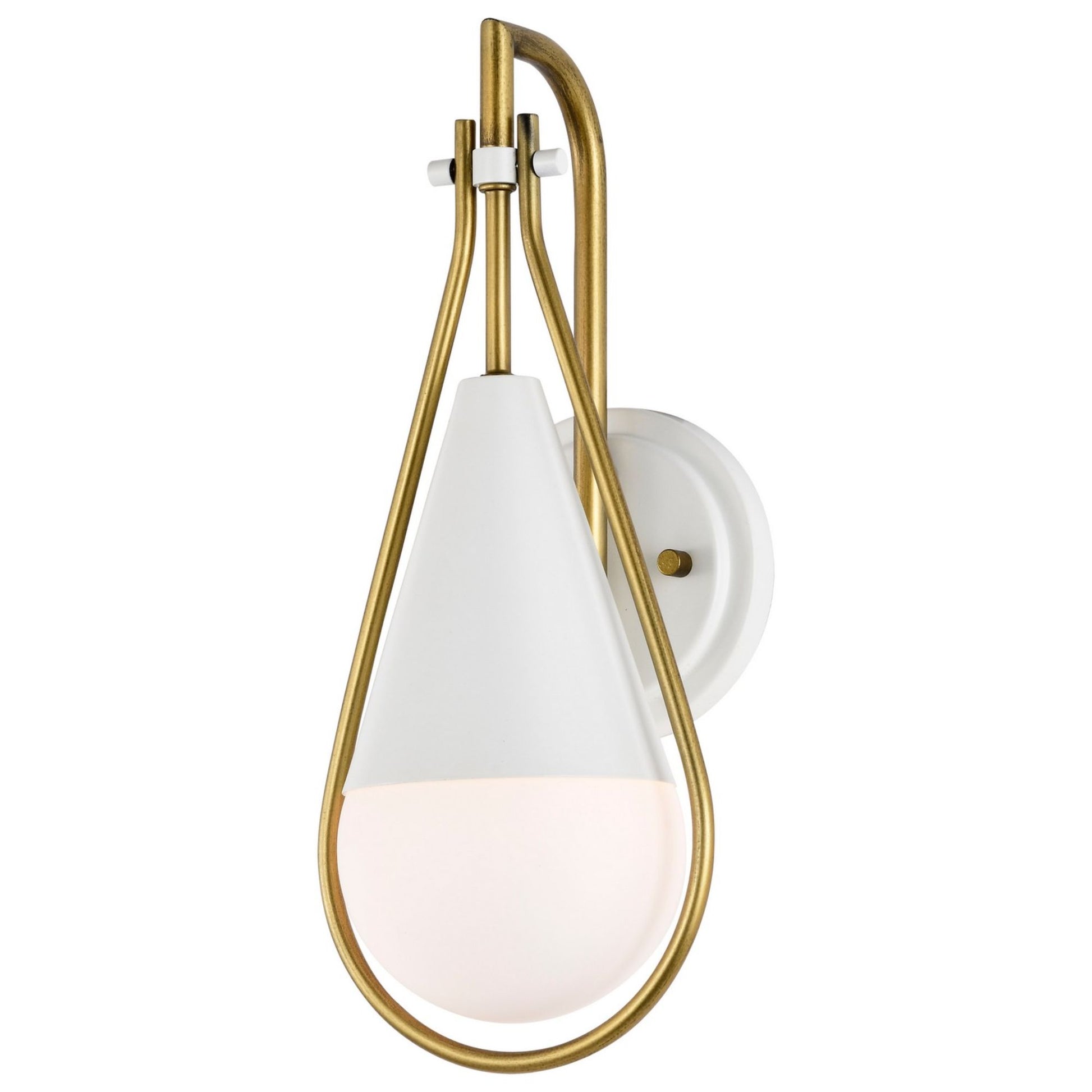 Admiral 15" Wall Sconce, Matte White and Natural Brass Finish - Bees Lighting