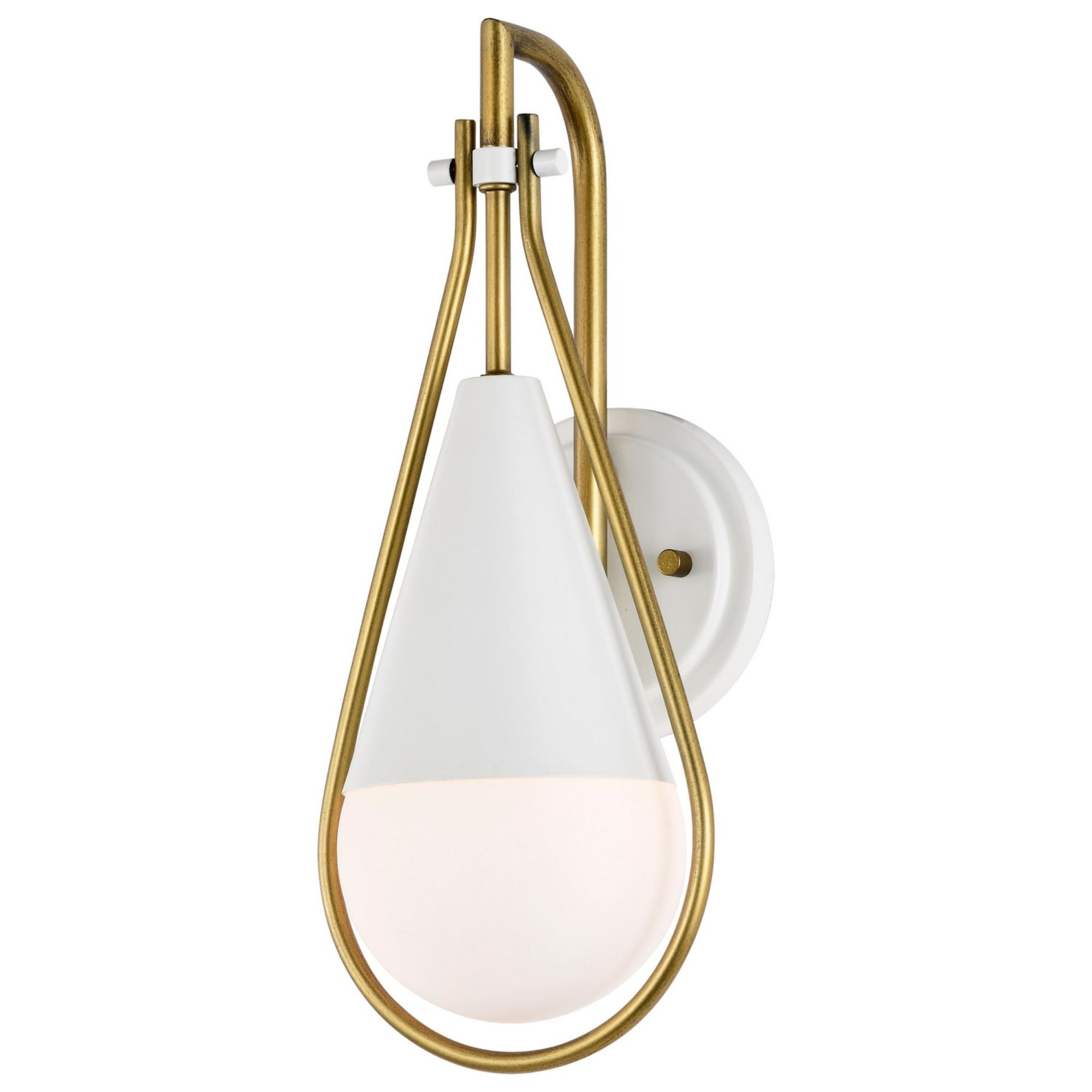 Admiral 15" Wall Sconce, Matte White and Natural Brass Finish - Bees Lighting