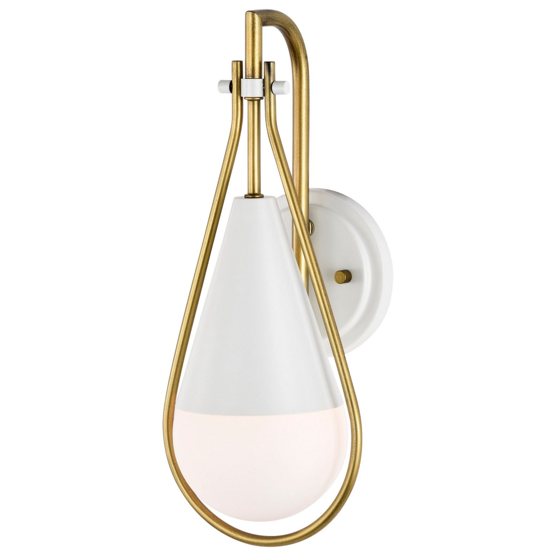 Admiral 15" Wall Sconce, Matte White and Natural Brass Finish - Bees Lighting
