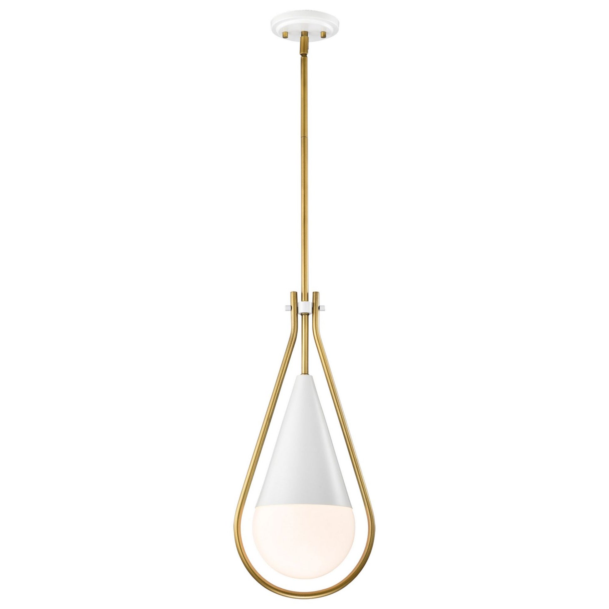 Admiral 10" Pendant, Matte White and Natural Brass Finish - Bees Lighting