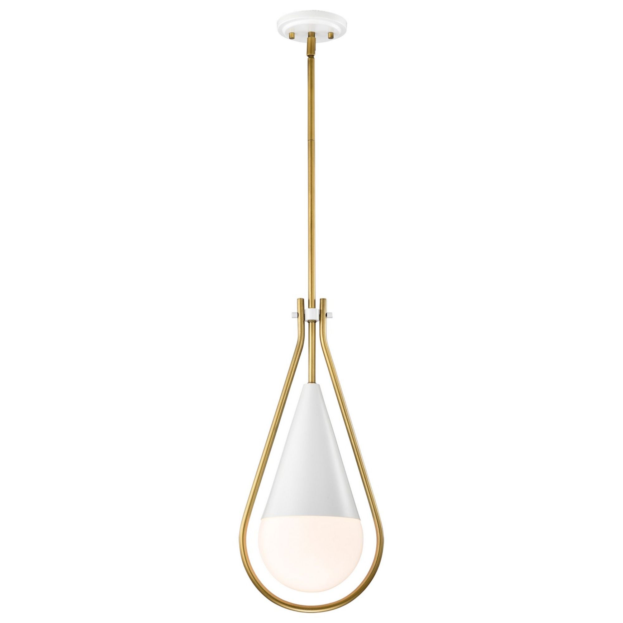 Admiral 10" Pendant, Matte White and Natural Brass Finish - Bees Lighting